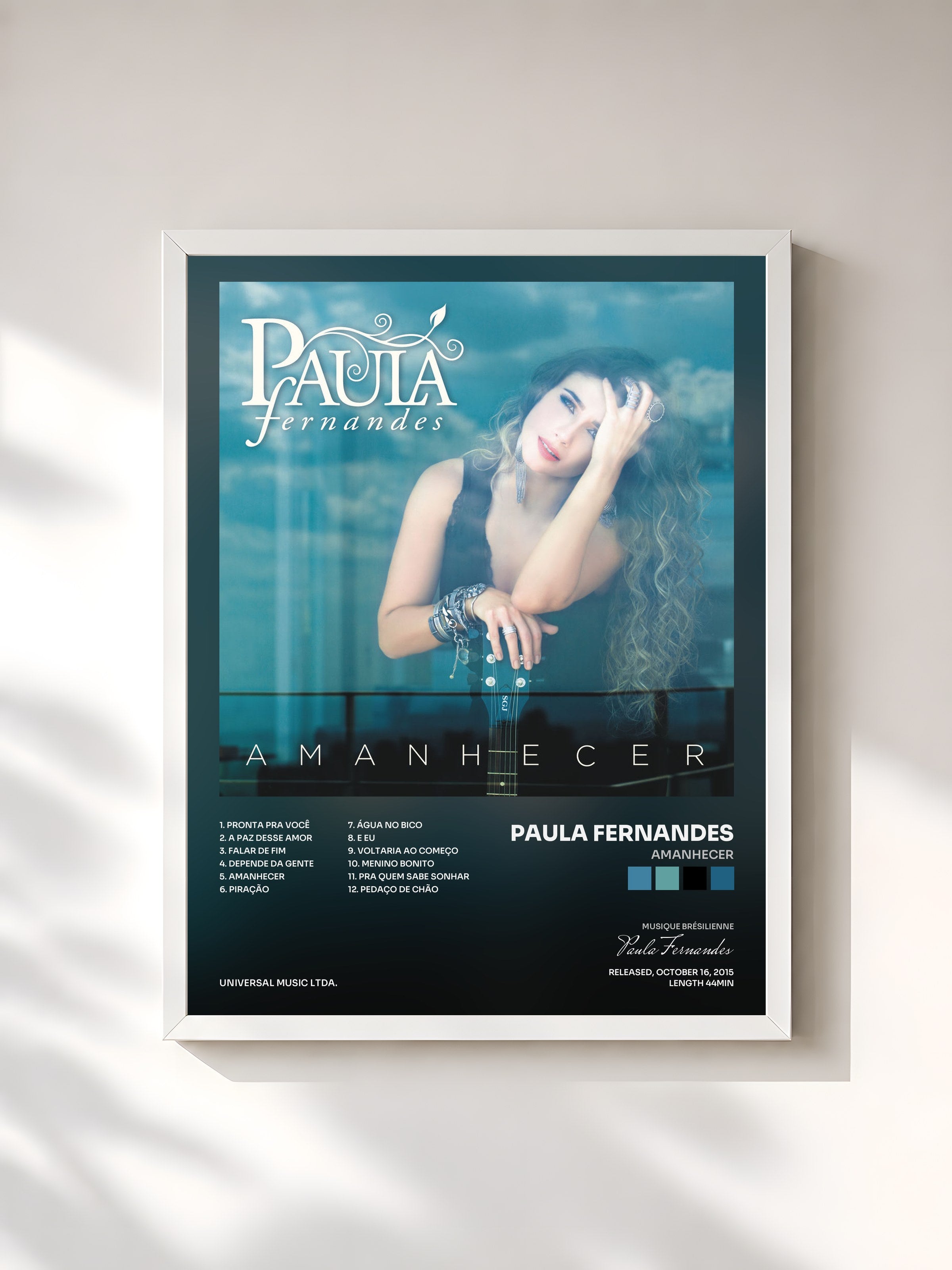 #blanc Tableau de l'album Amanhecer de Paula Fernandes, cadre blanc, imprimé et encadré en France