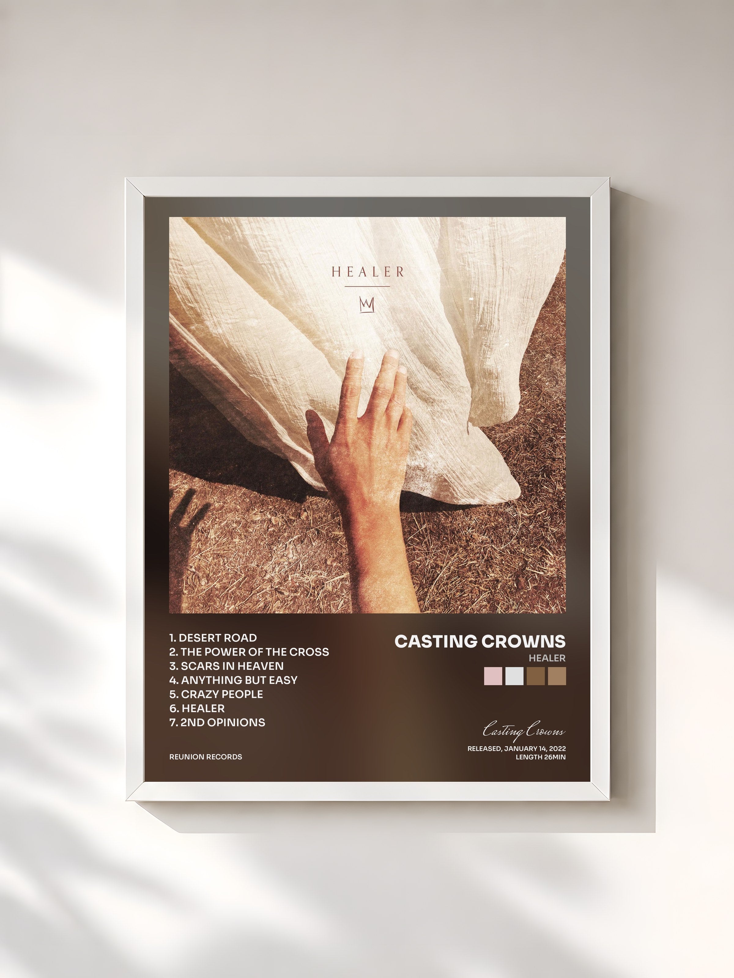 #blanc Tableau de l'album Healer de Casting Crowns, cadre blanc, imprimé et encadré en France