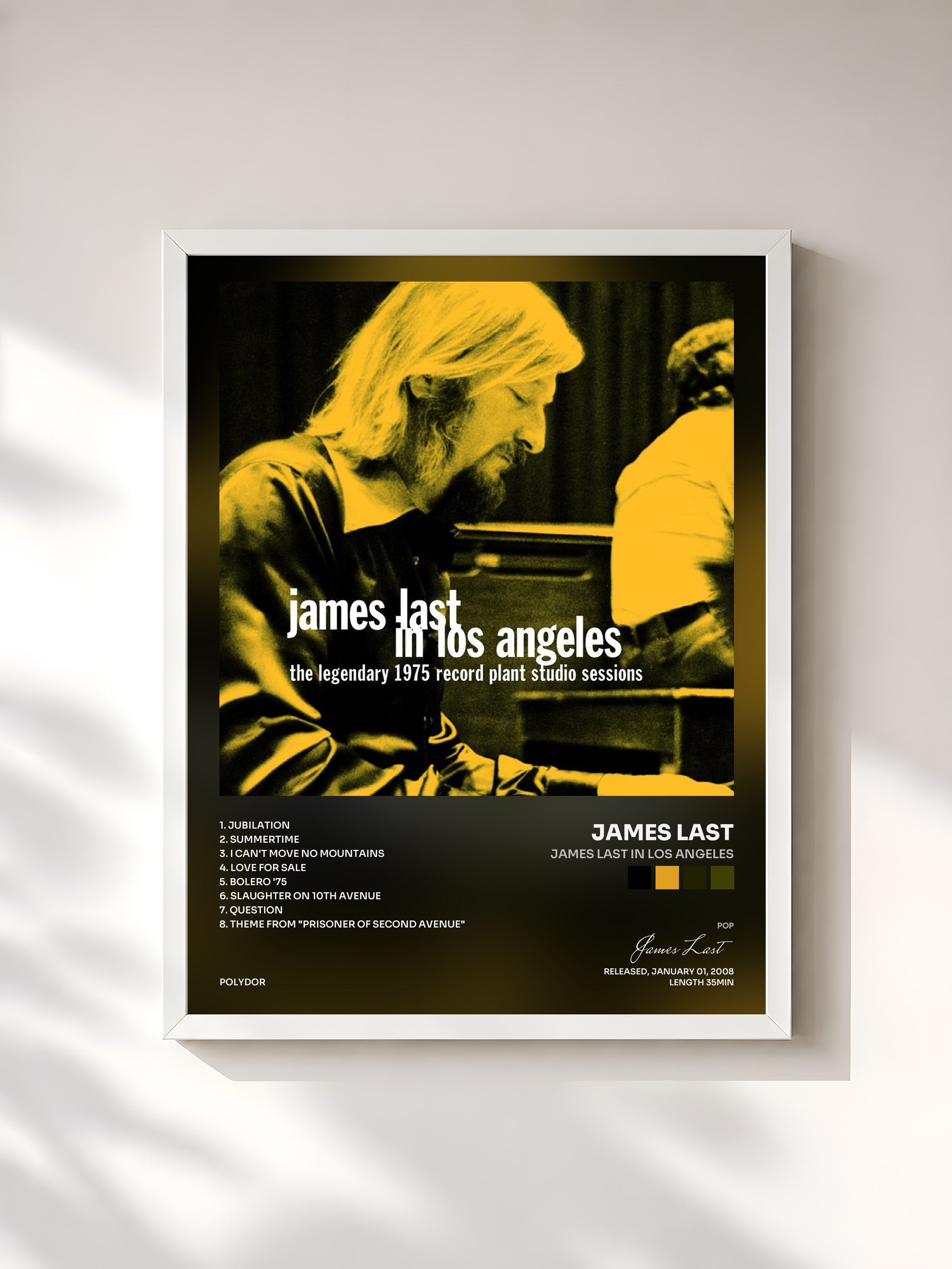 #blanc Tableau de l'album James Last In Los Angeles de James Last, cadre blanc, imprimé et encadré en France