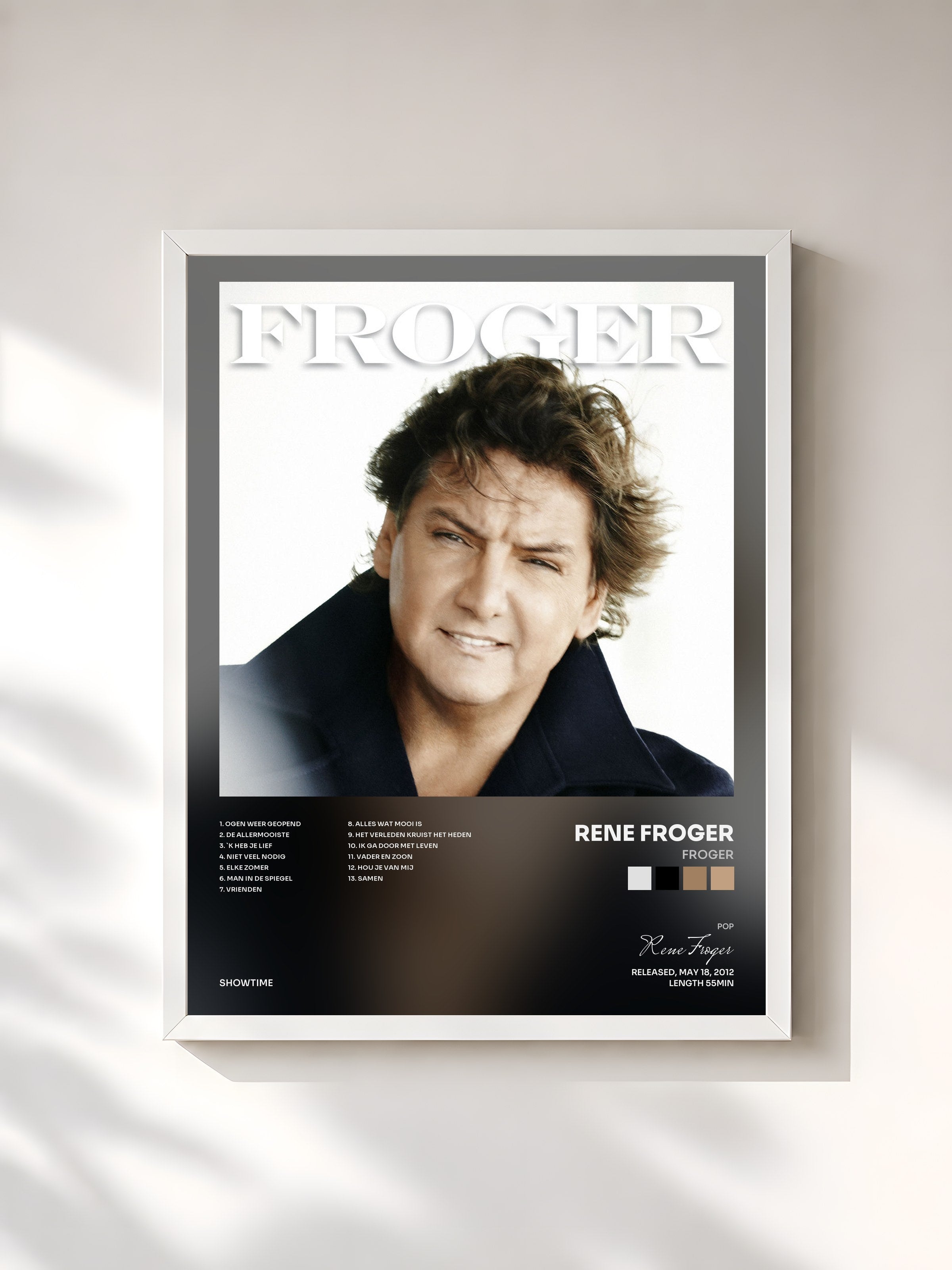 #blanc Tableau de l'album Froger de Rene Froger, cadre blanc, imprimé et encadré en France