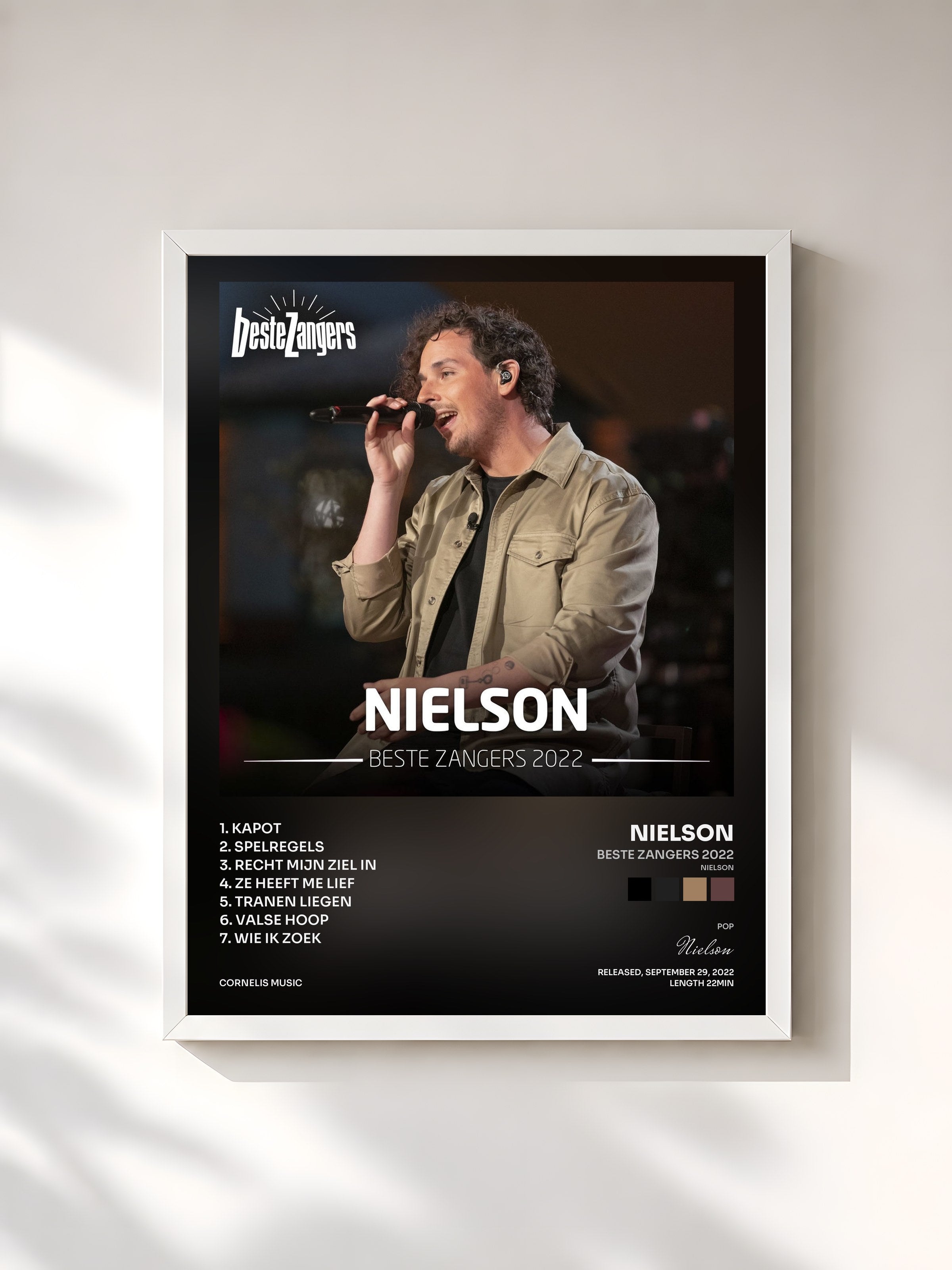 #blanc Tableau de l'album Beste Zangers 2022 (Nielson) de Nielson, cadre blanc, imprimé et encadré en France