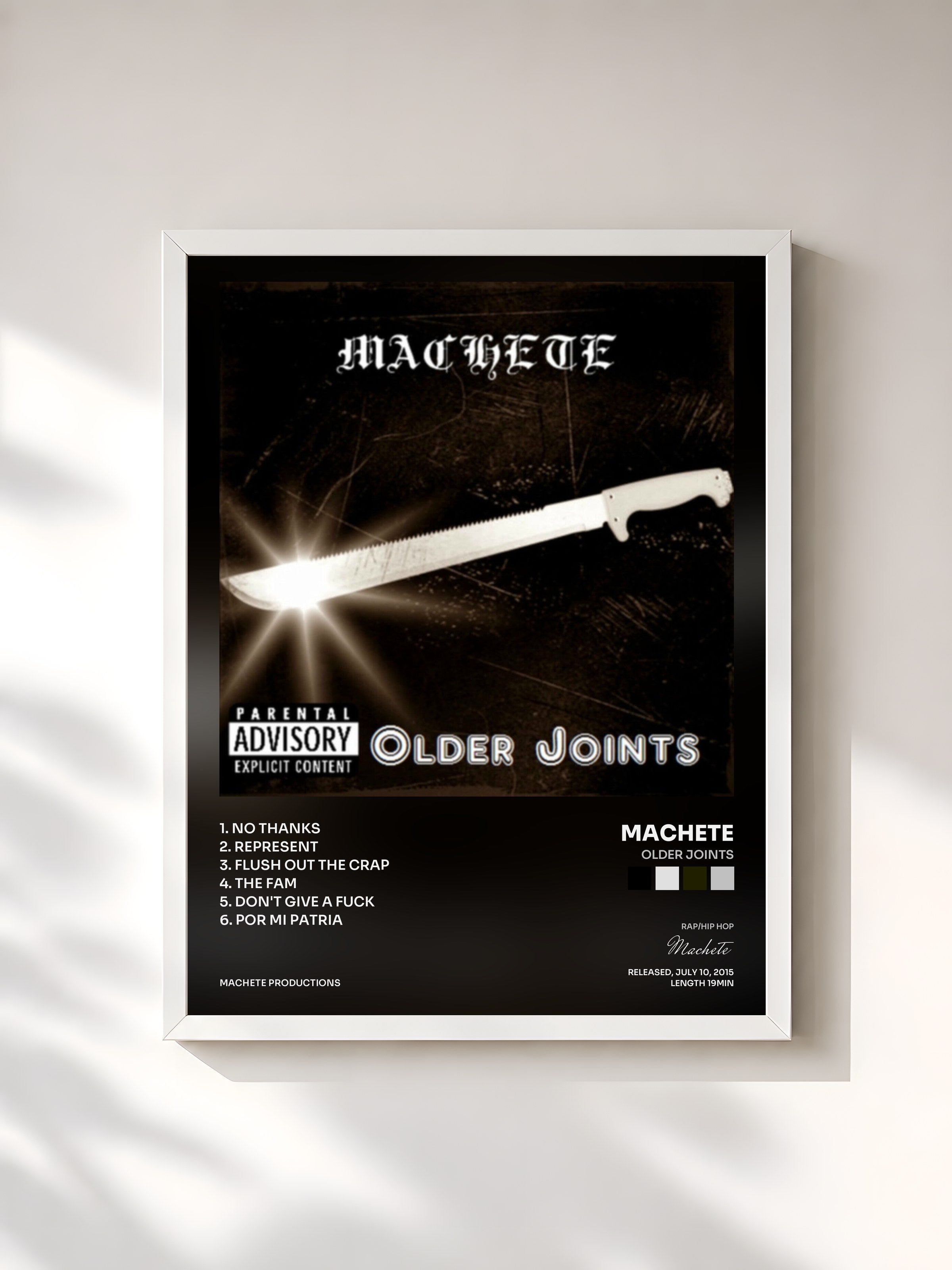 #blanc Tableau de l'album Older Joints de Machete, cadre blanc, imprimé et encadré en France
