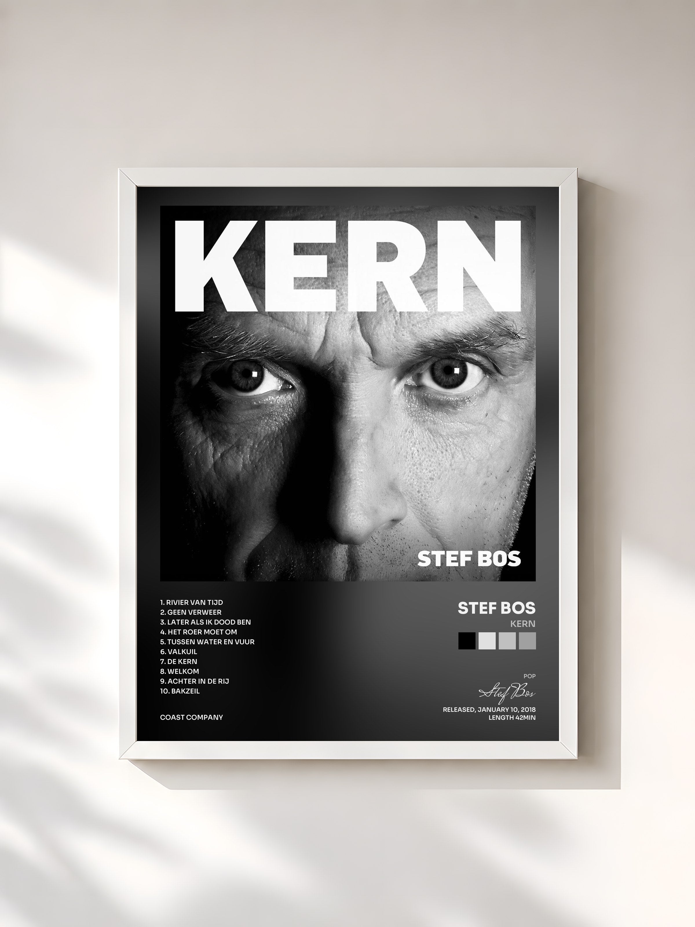 #blanc Tableau de l'album Kern de Stef Bos, cadre blanc, imprimé et encadré en France