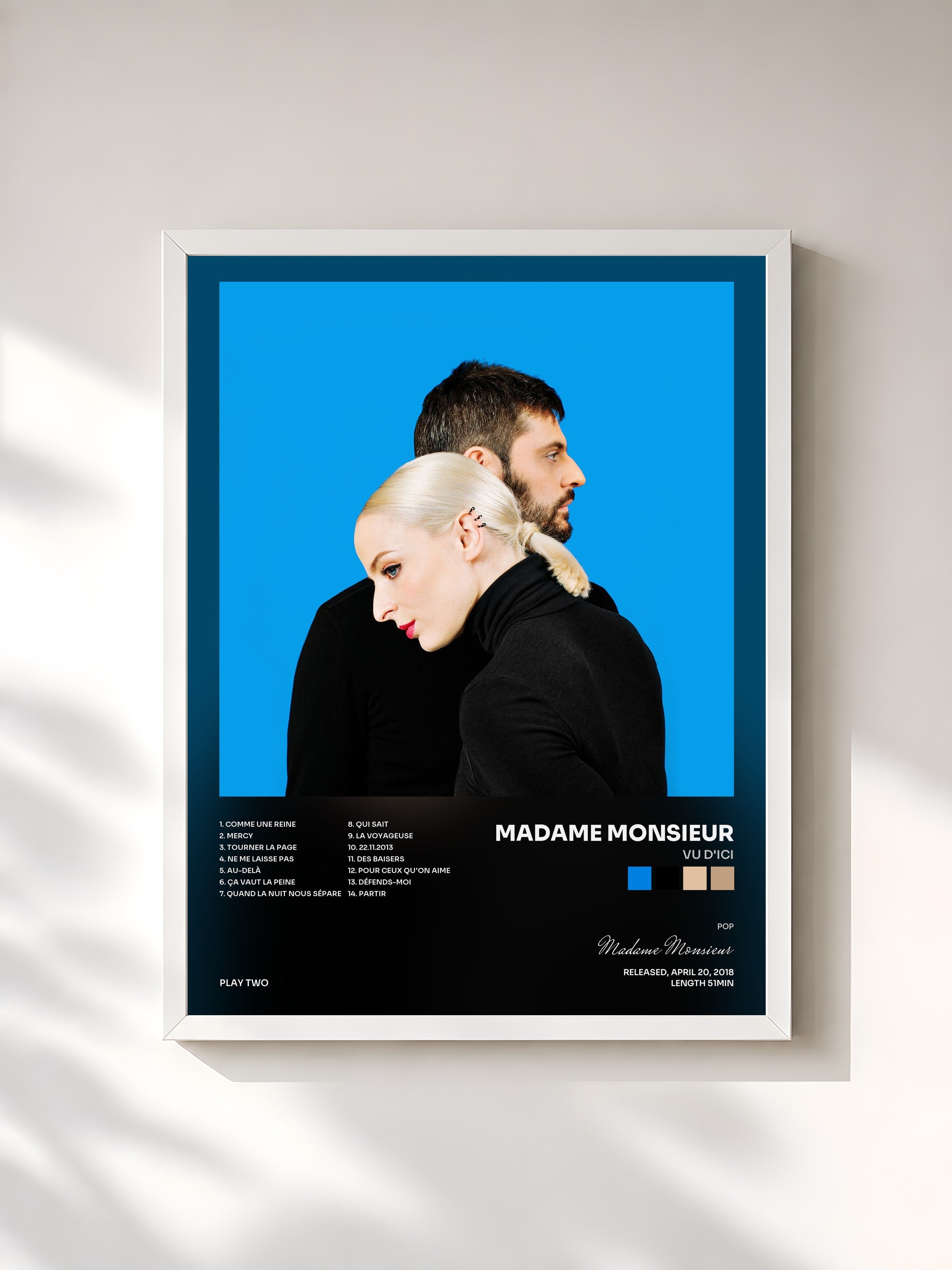 #blanc Tableau de l'album Vu d'ici de Madame Monsieur, cadre blanc, imprimé et encadré en France