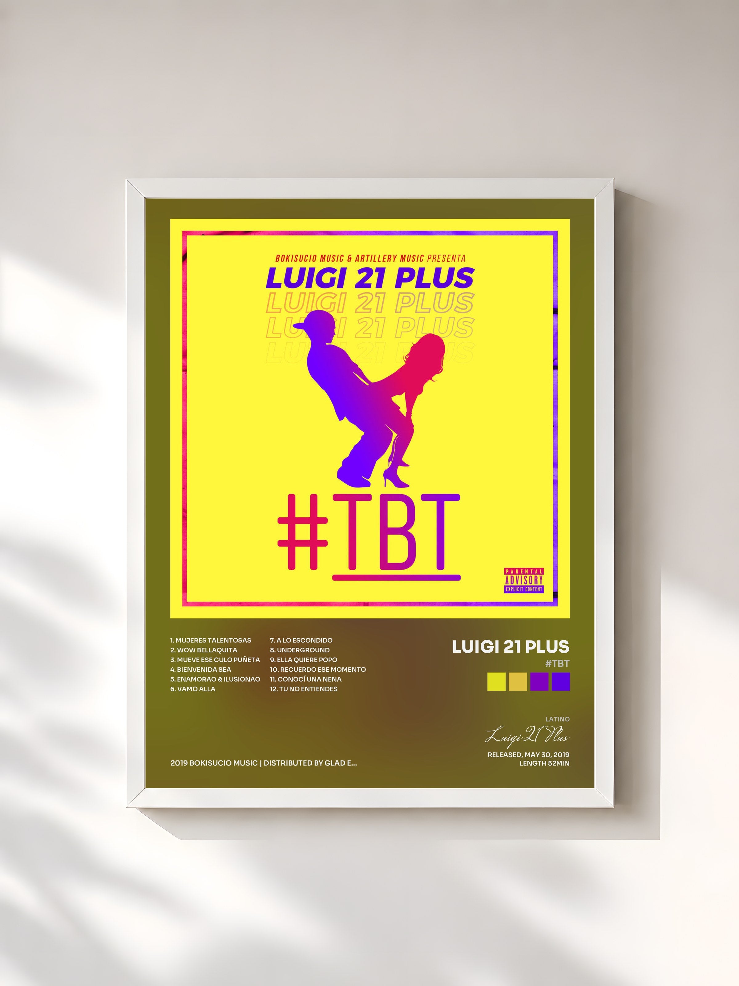 #blanc Tableau de l'album #Tbt de Luigi 21 Plus, cadre blanc, imprimé et encadré en France