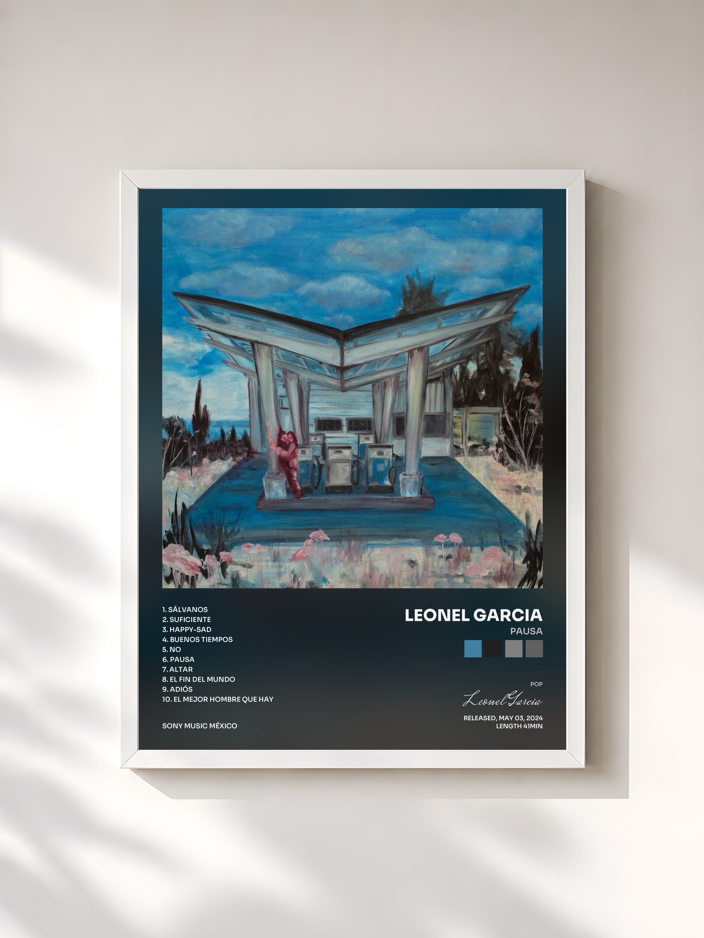 #blanc Tableau de l'album Pausa de Leonel Garcia, cadre blanc, imprimé et encadré en France