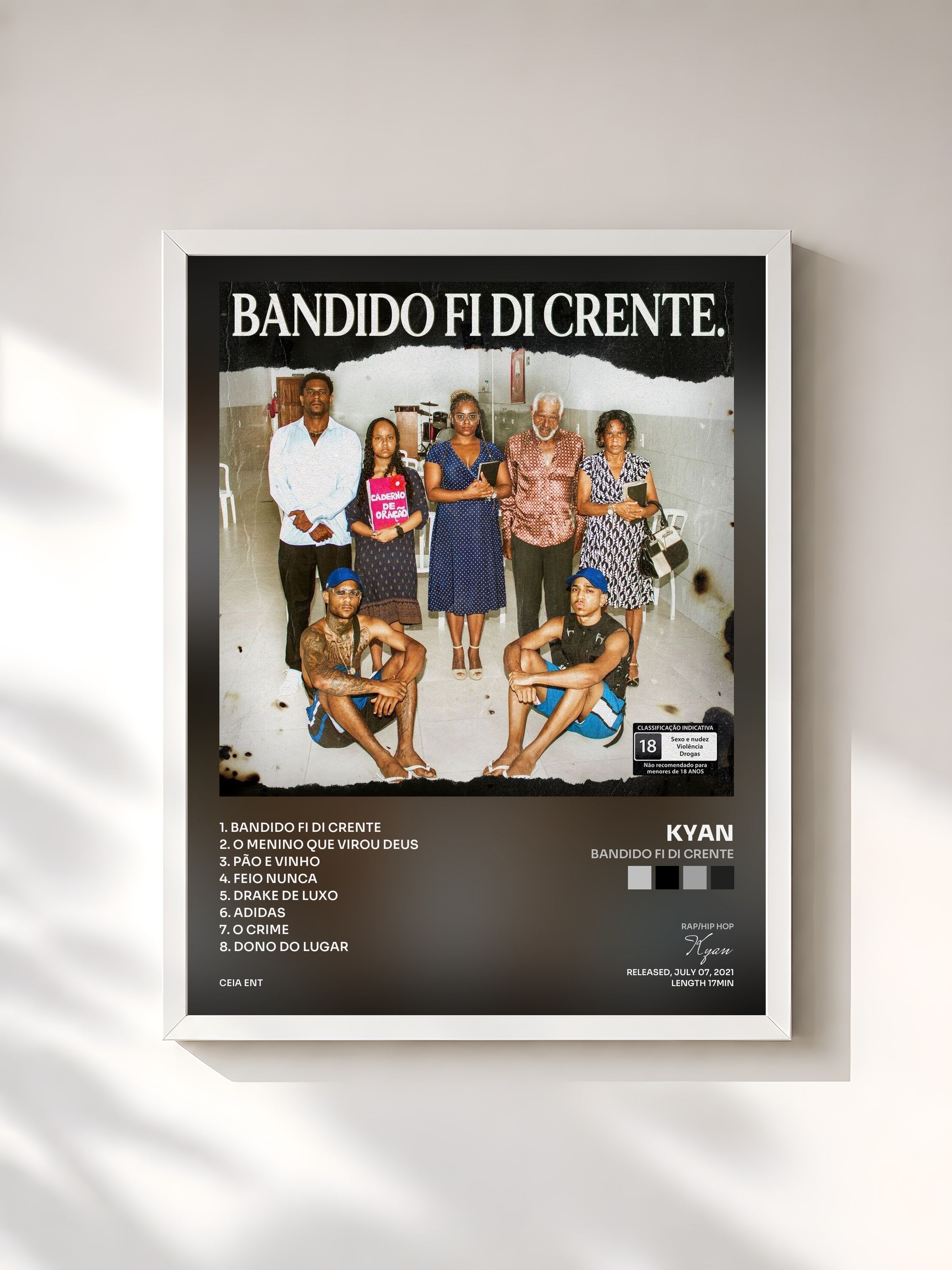 #blanc Tableau de l'album Bandido Fi Di Crente de Kyan, cadre blanc, imprimé et encadré en France