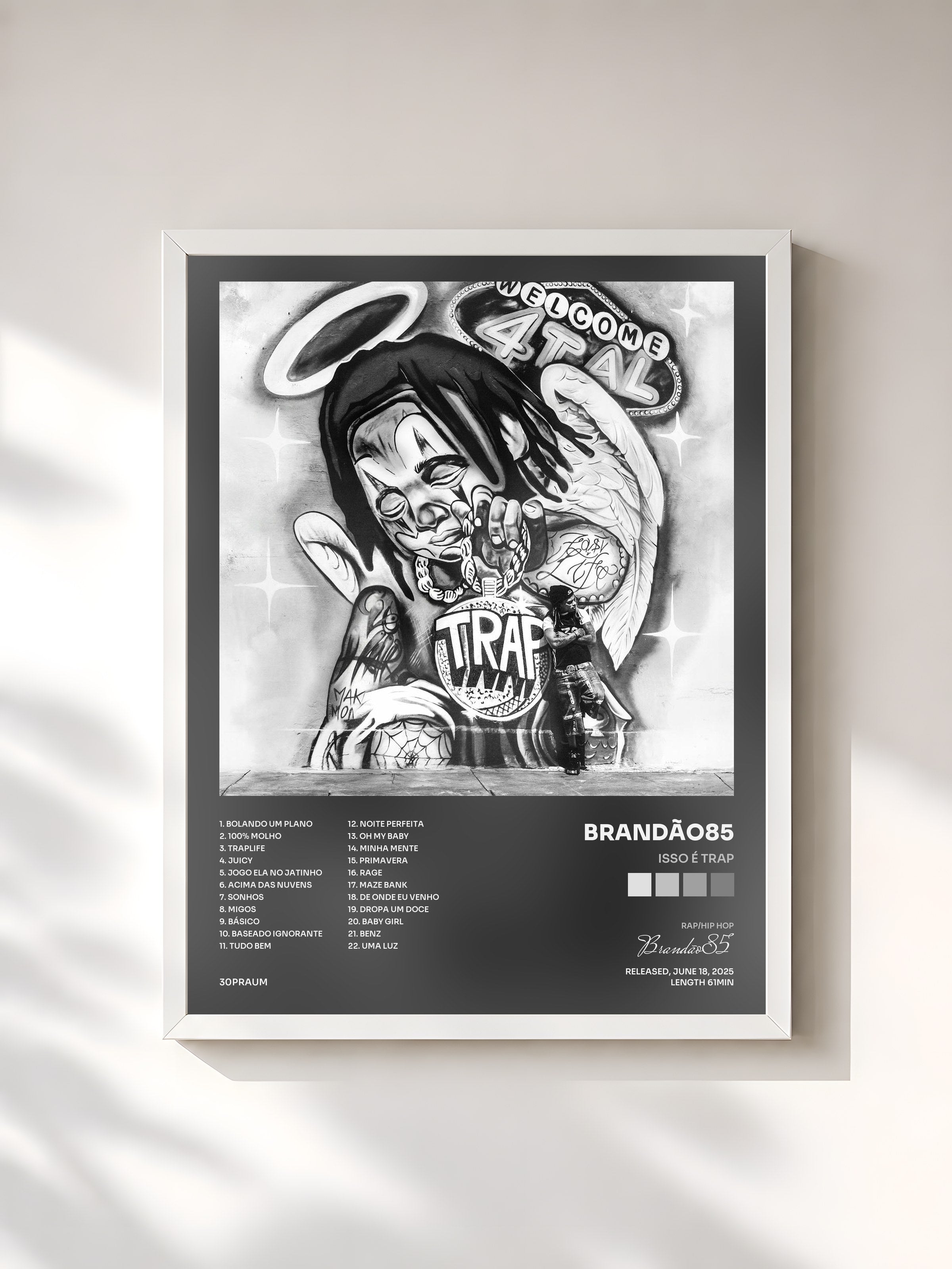 #blanc Tableau de l'album ISSO É TRAP de Brandão85, cadre blanc, imprimé et encadré en France