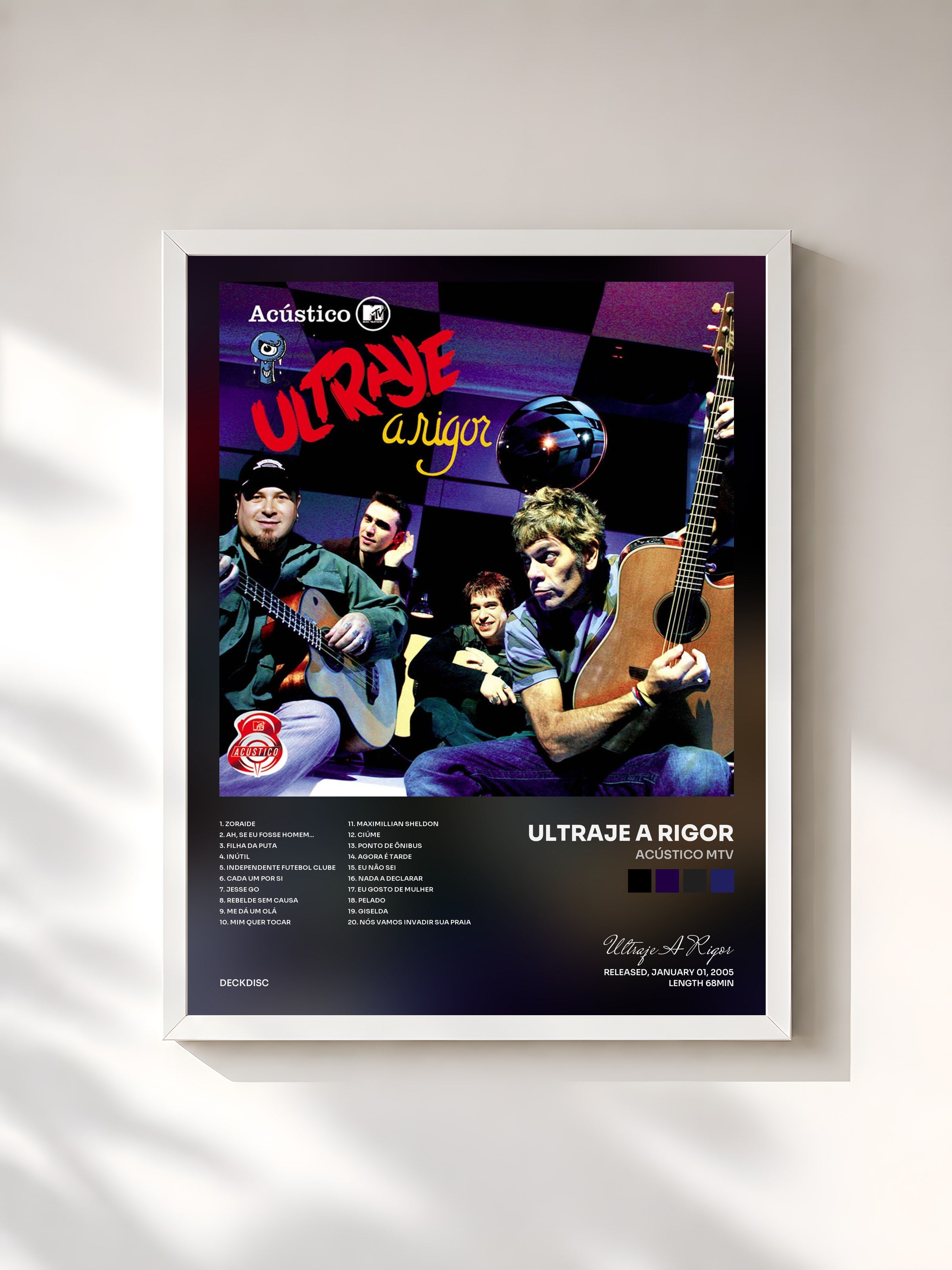 #blanc Tableau de l'album Acústico Mtv de Ultraje A Rigor, cadre blanc, imprimé et encadré en France