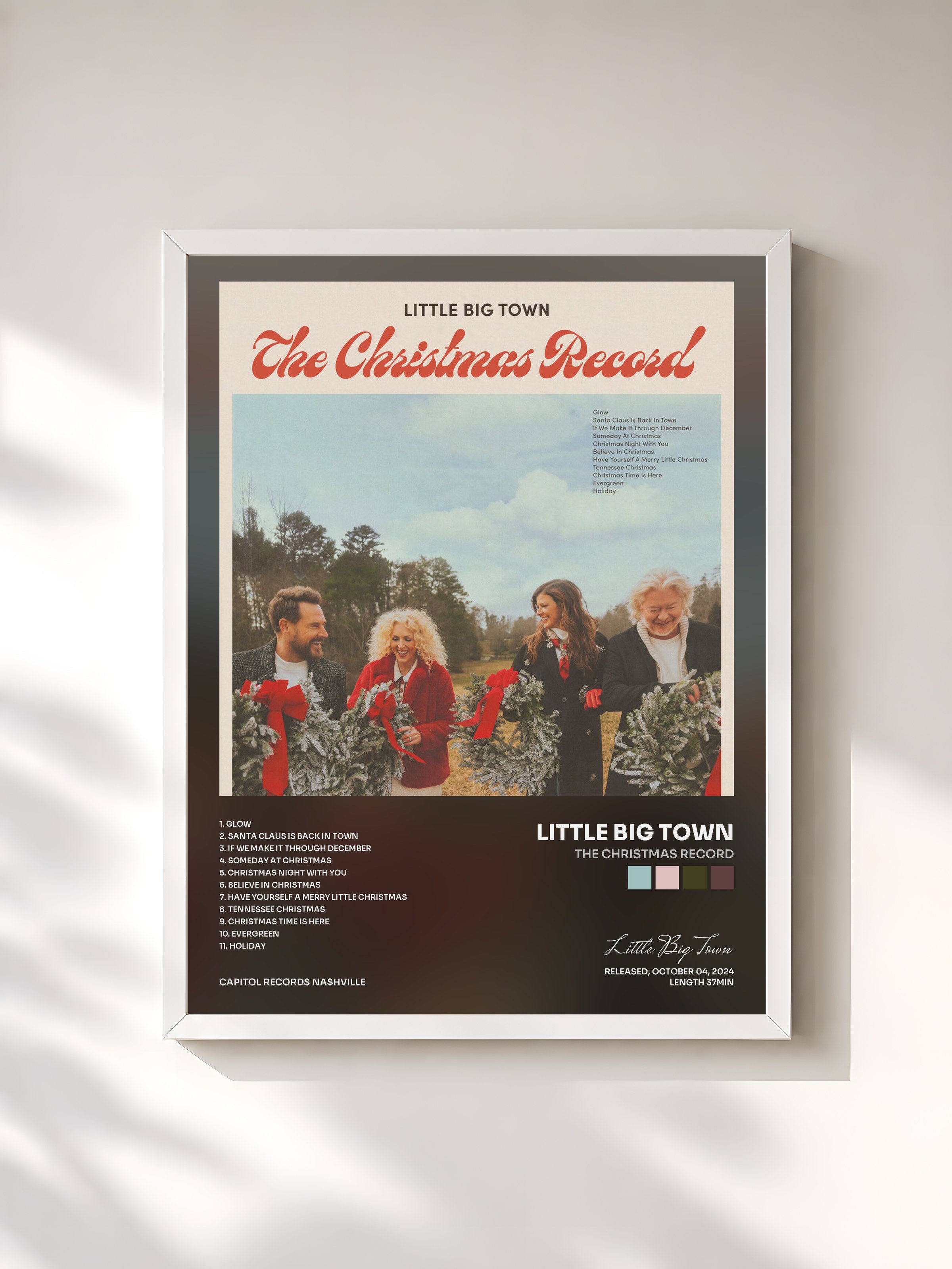#blanc Tableau de l'album The Christmas Record de Little Big Town, cadre blanc, imprimé et encadré en France