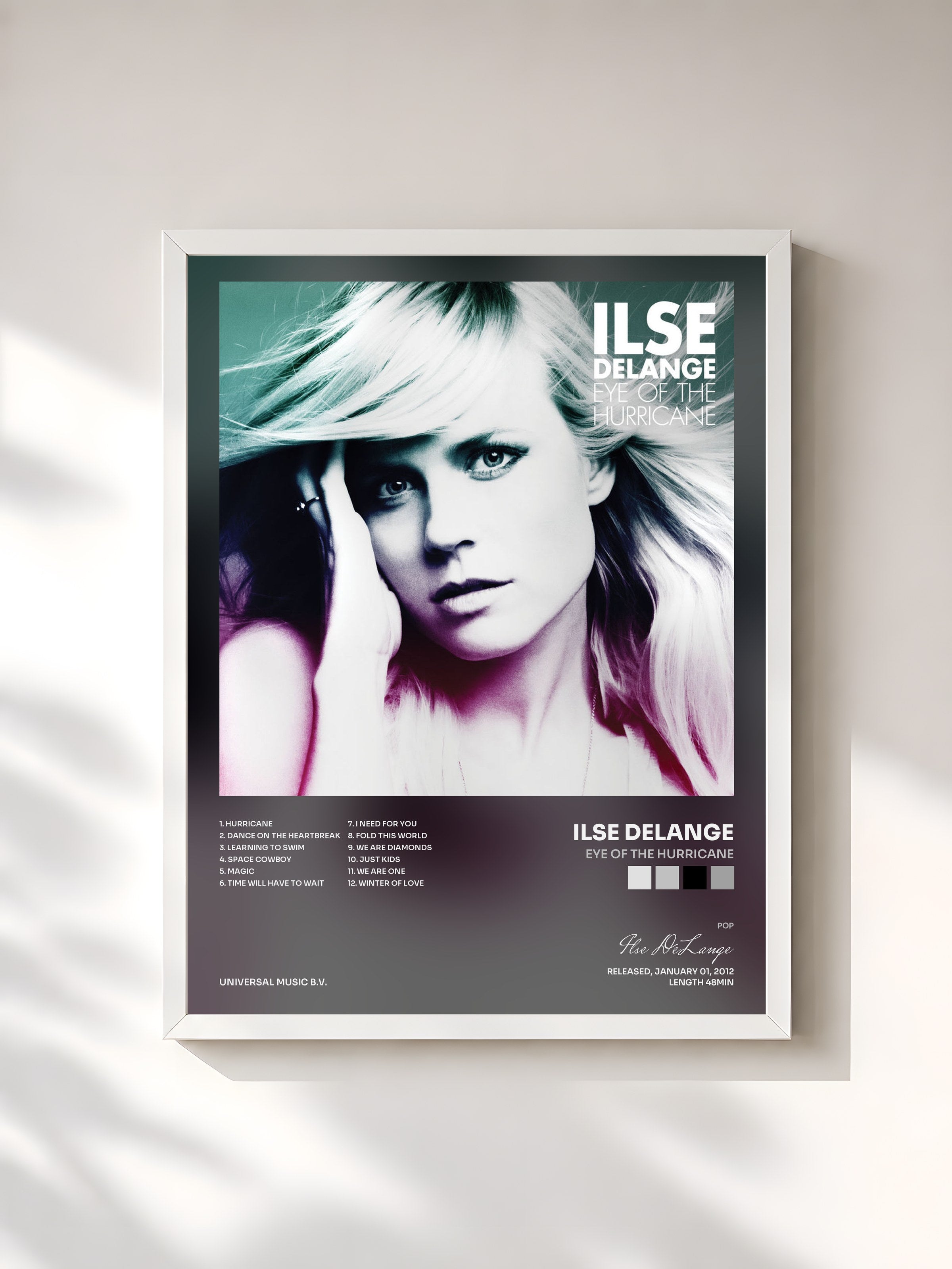 #blanc Tableau de l'album Eye Of The Hurricane de Ilse DeLange, cadre blanc, imprimé et encadré en France