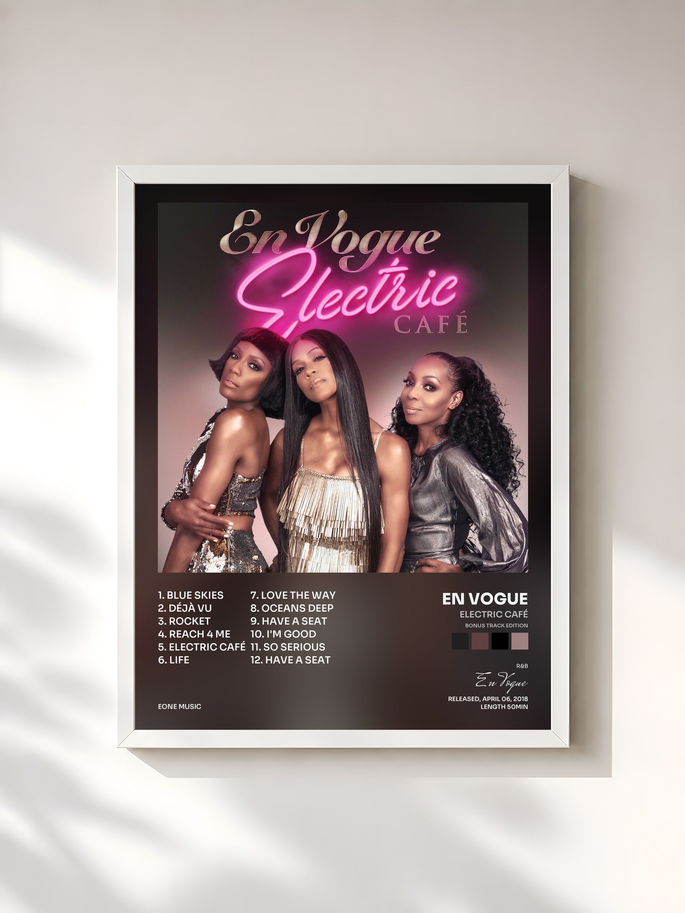 #blanc Tableau de l'album Electric Café (Bonus Track Edition) de En Vogue, cadre blanc, imprimé et encadré en France