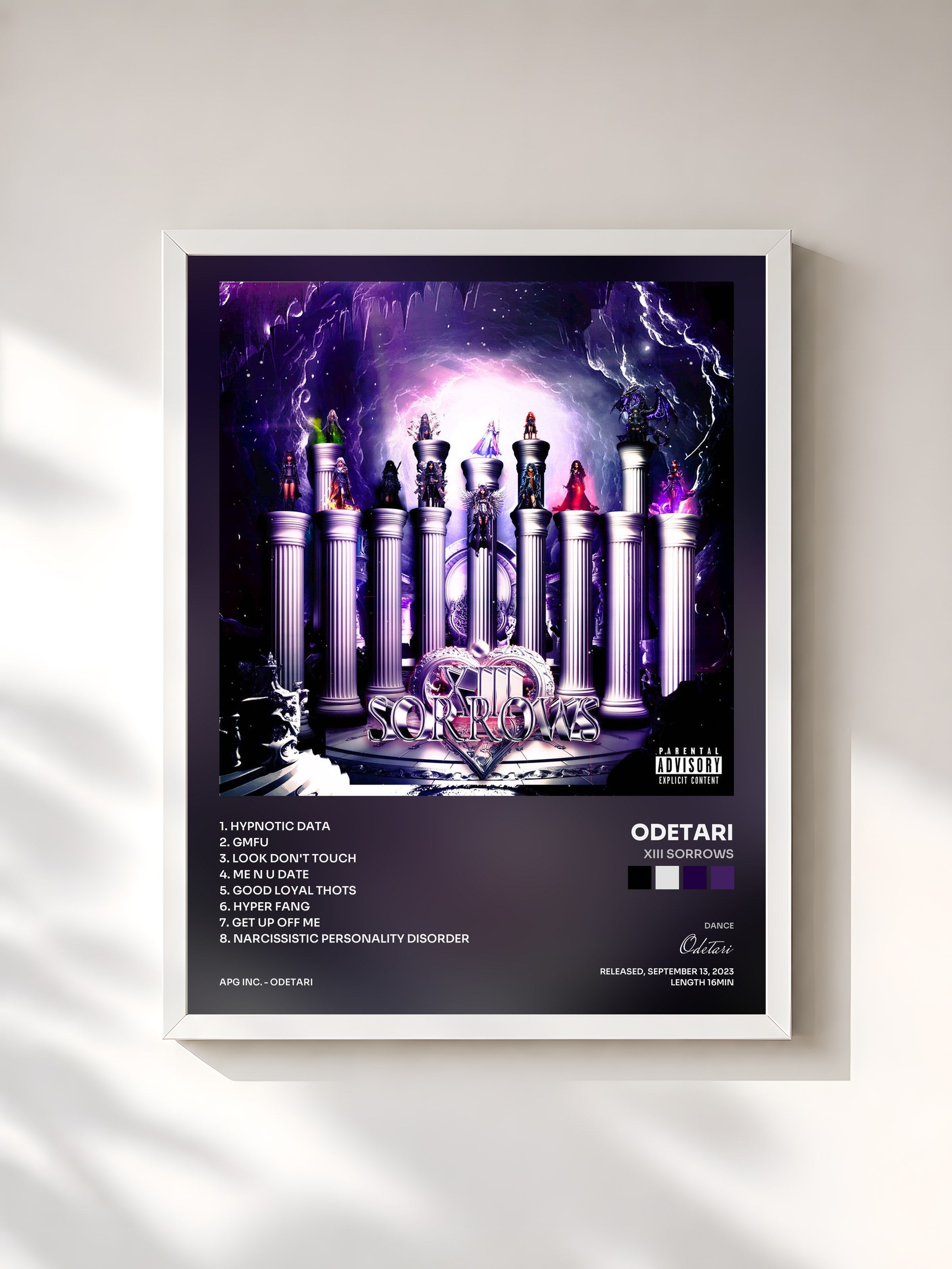 #blanc Tableau de l'album XIII SORROWS de Odetari, cadre blanc, imprimé et encadré en France