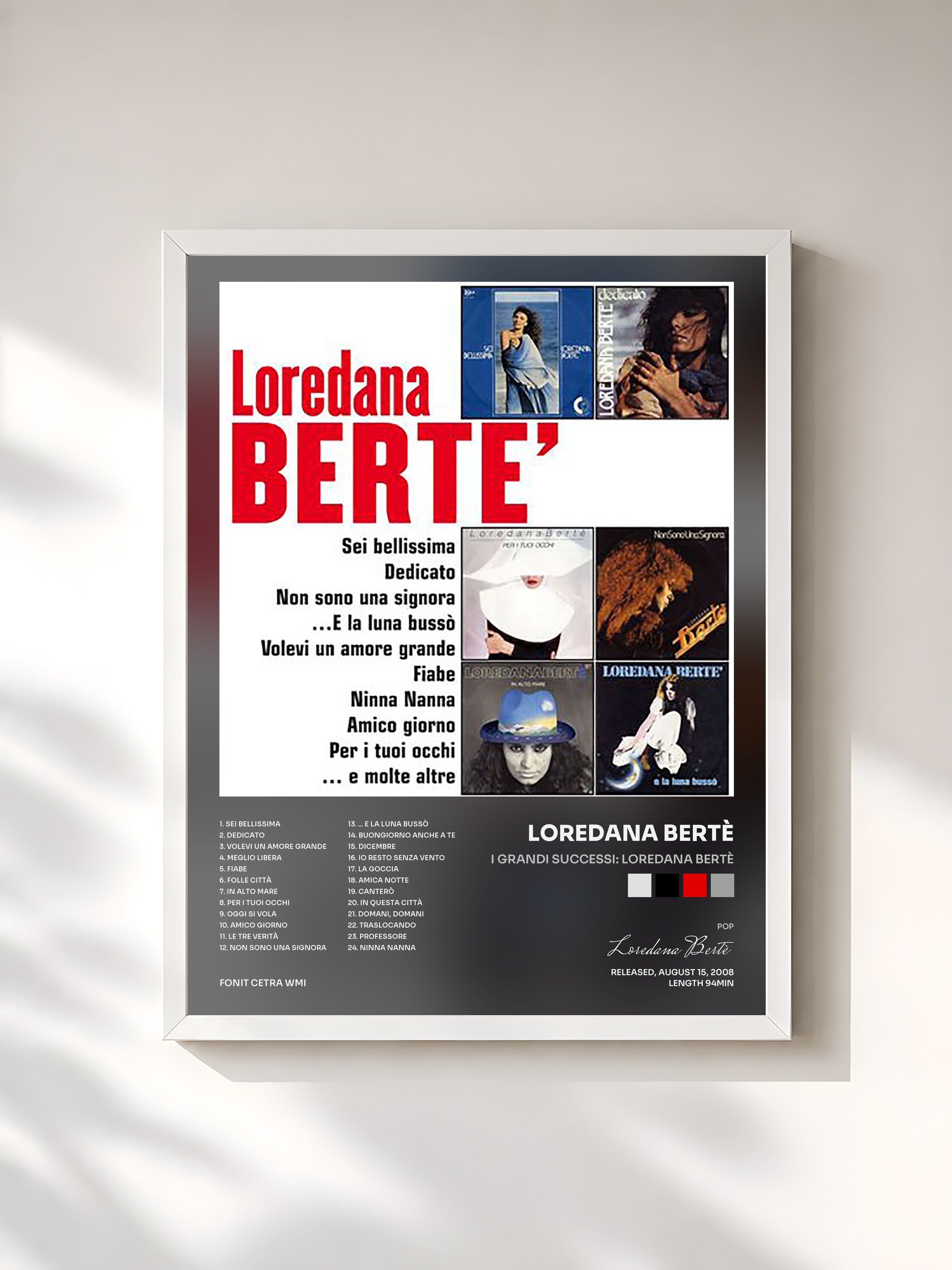 #blanc Tableau de l'album I Grandi Successi: Loredana Bertè de Loredana Bertè, cadre blanc, imprimé et encadré en France