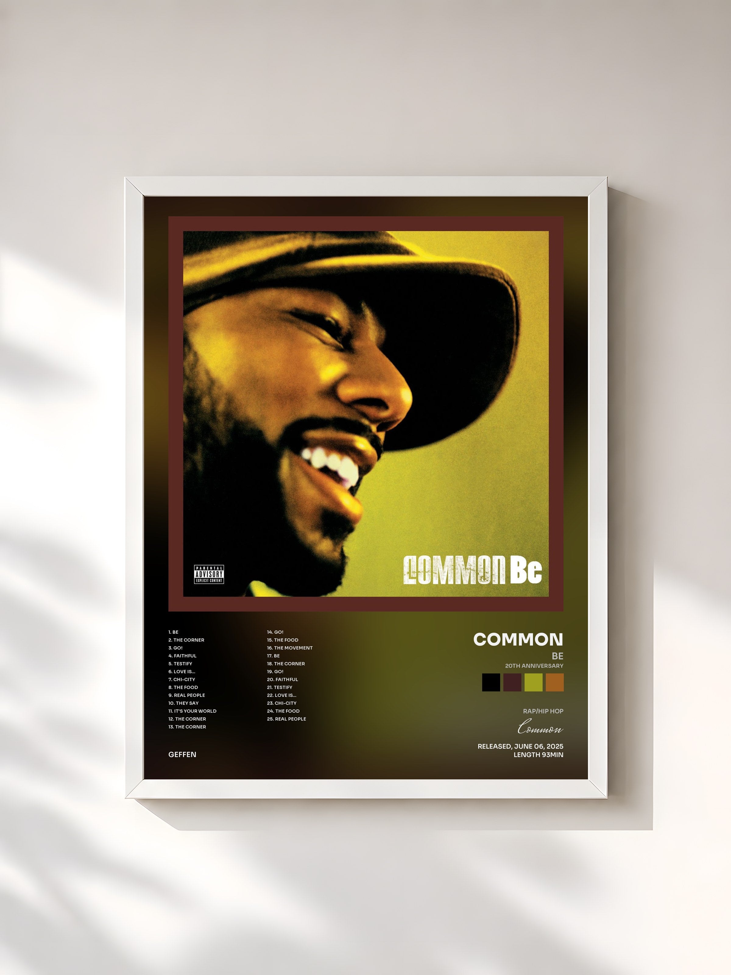 #blanc Tableau de l'album Be (20th Anniversary) de Common, cadre blanc, imprimé et encadré en France
