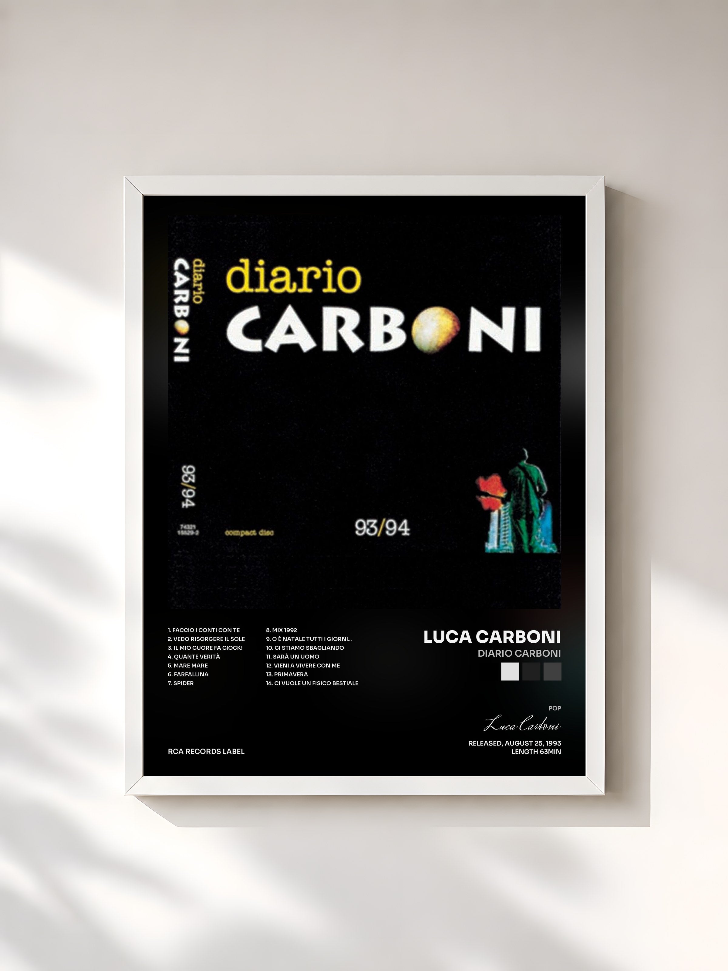 #blanc Tableau de l'album Diario Carboni de Luca Carboni, cadre blanc, imprimé et encadré en France