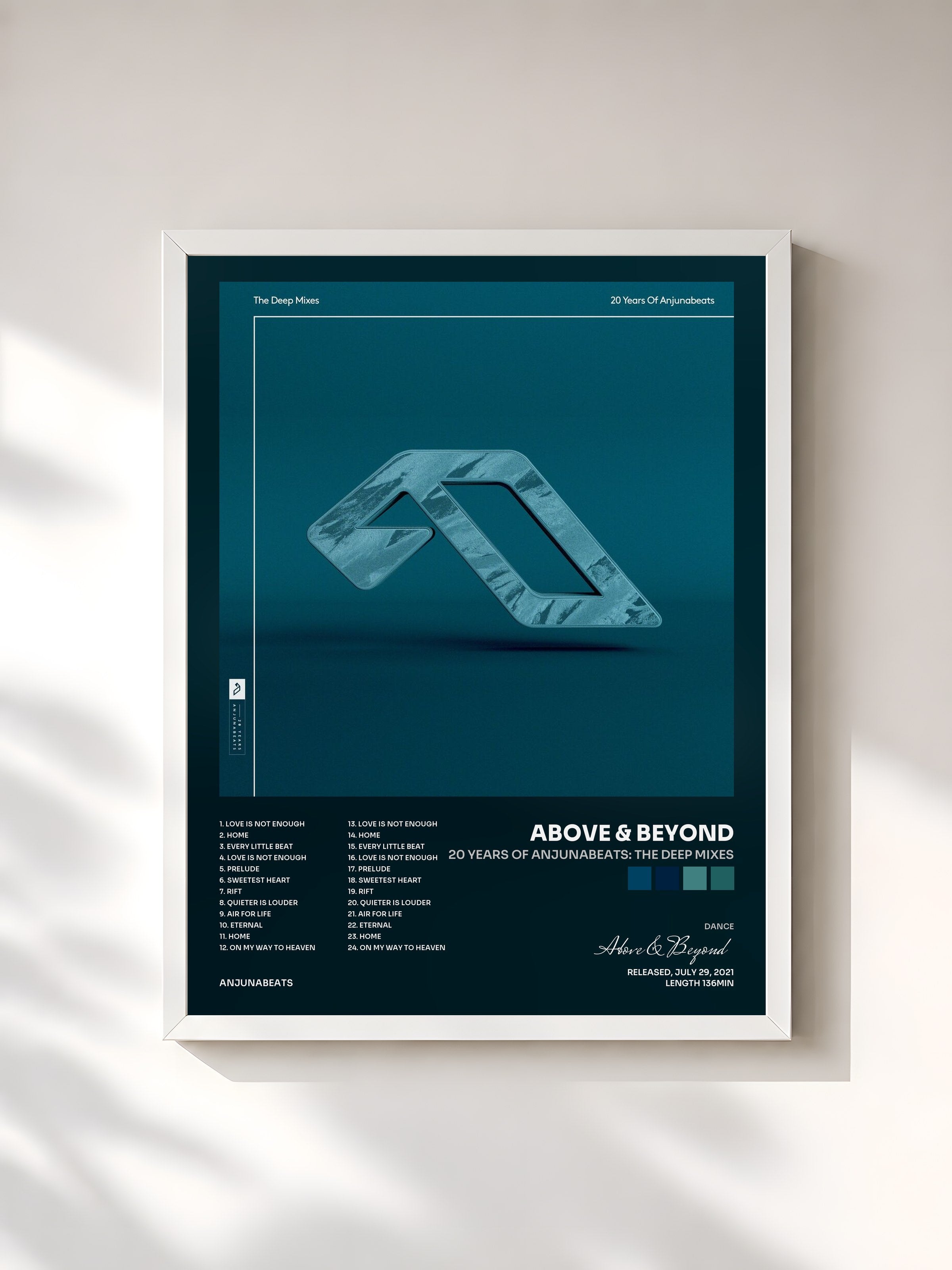 #blanc Tableau de l'album 20 Years Of Anjunabeats: The Deep Mixes de Above & Beyond, cadre blanc, imprimé et encadré en France