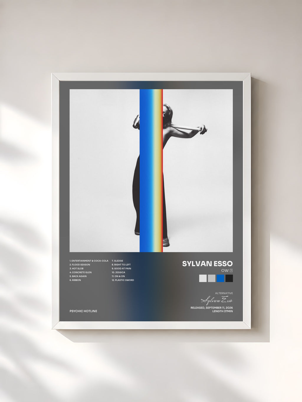 #blanc Tableau de l'album Ow ∞ de Sylvan Esso, cadre blanc, imprimé et encadré en France