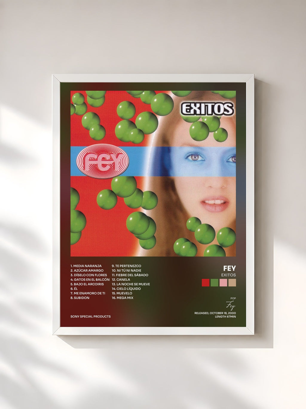 #blanc Exitos by Fey as a framed art print, white frame, printed and framed in France