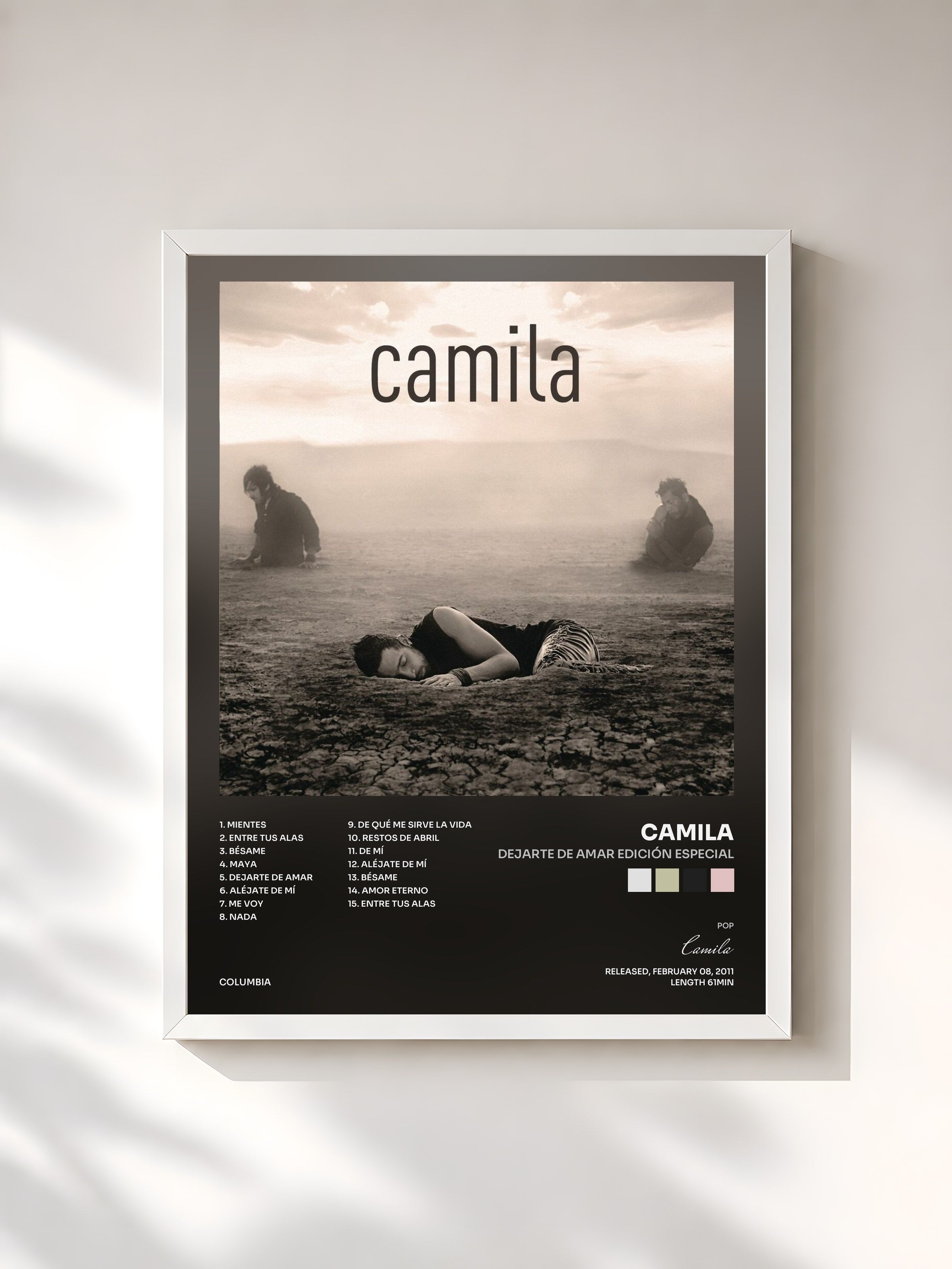 #blanc Tableau de l'album Dejarte De Amar Edición Especial de Camila, cadre blanc, imprimé et encadré en France