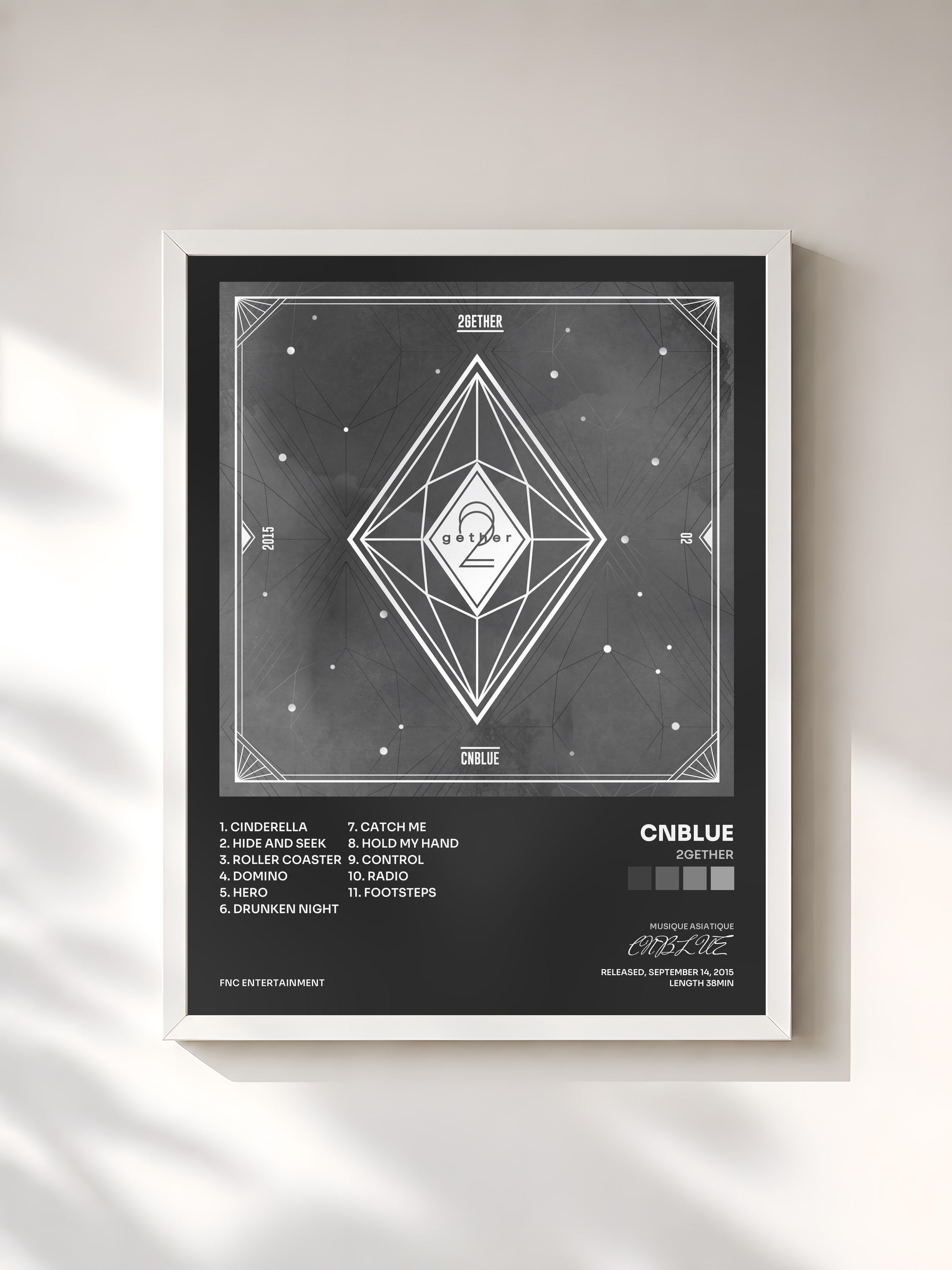 #blanc Tableau de l'album 2gether de CNBLUE, cadre blanc, imprimé et encadré en France