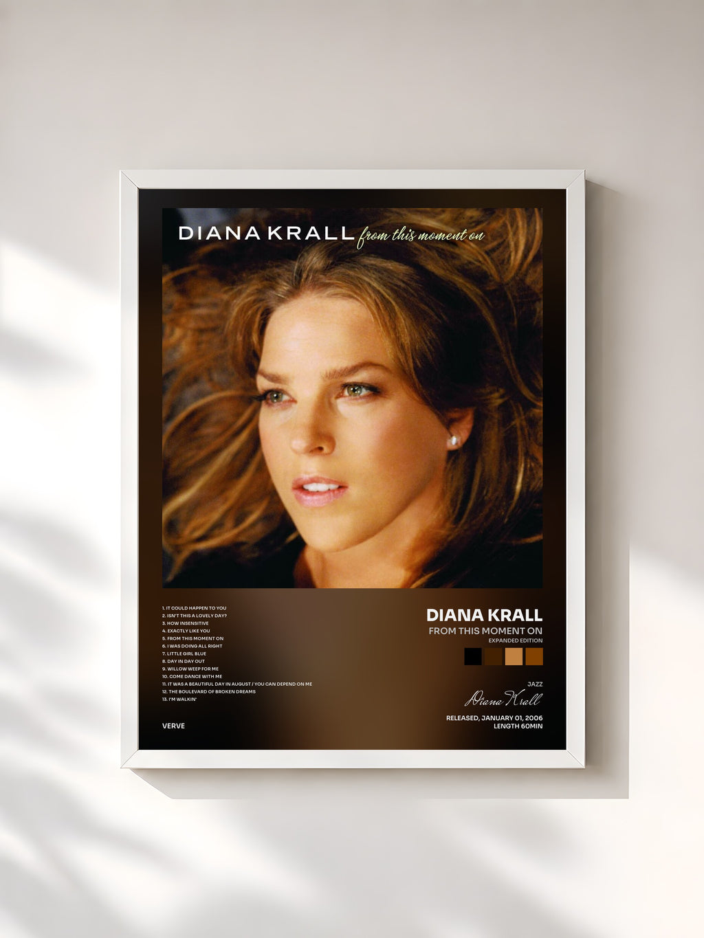 #blanc Tableau de l'album From This Moment On (Expanded Edition) de Diana Krall, cadre blanc, imprimé et encadré en France