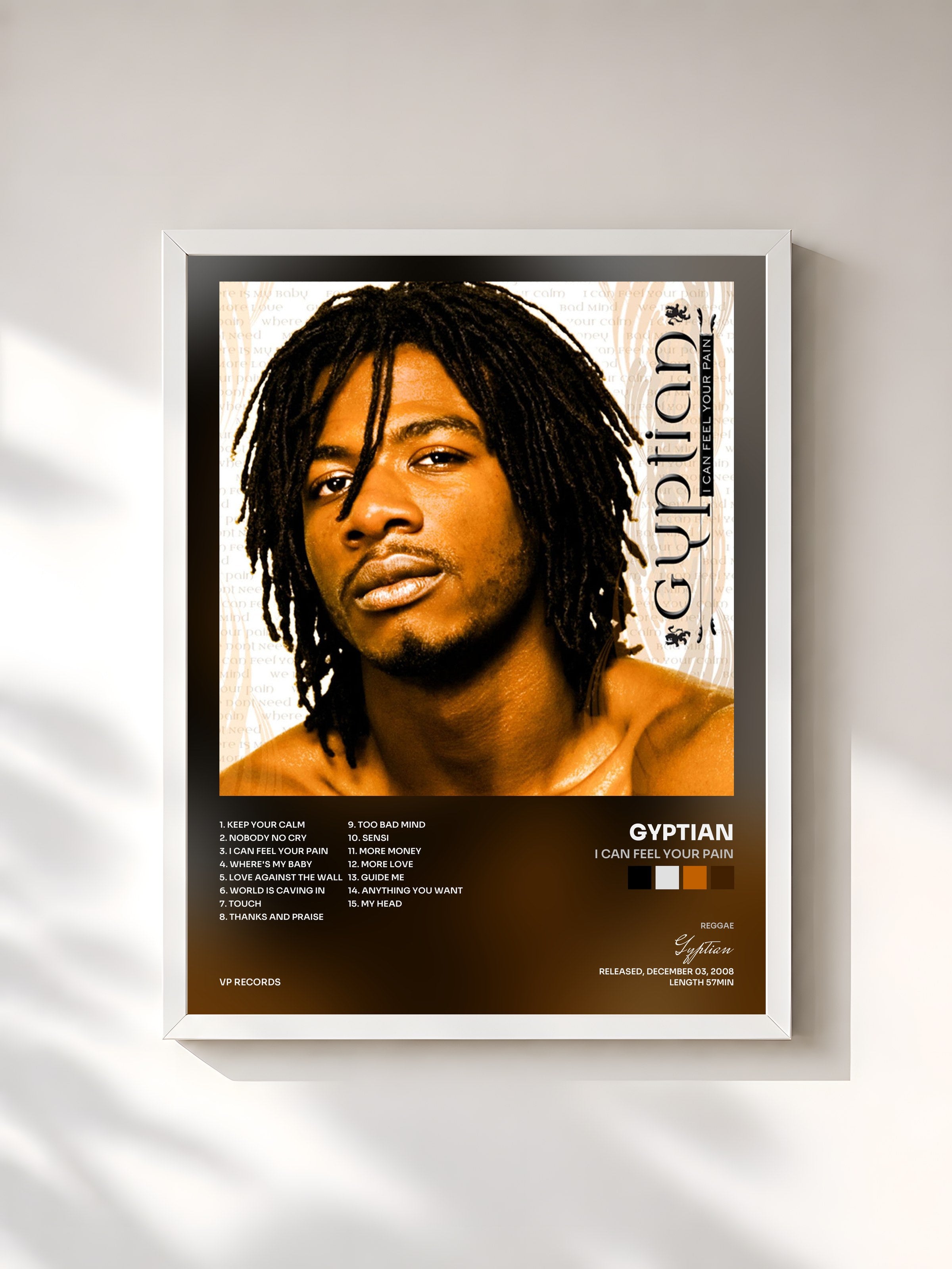 #blanc Tableau de l'album I Can Feel Your Pain de Gyptian, cadre blanc, imprimé et encadré en France