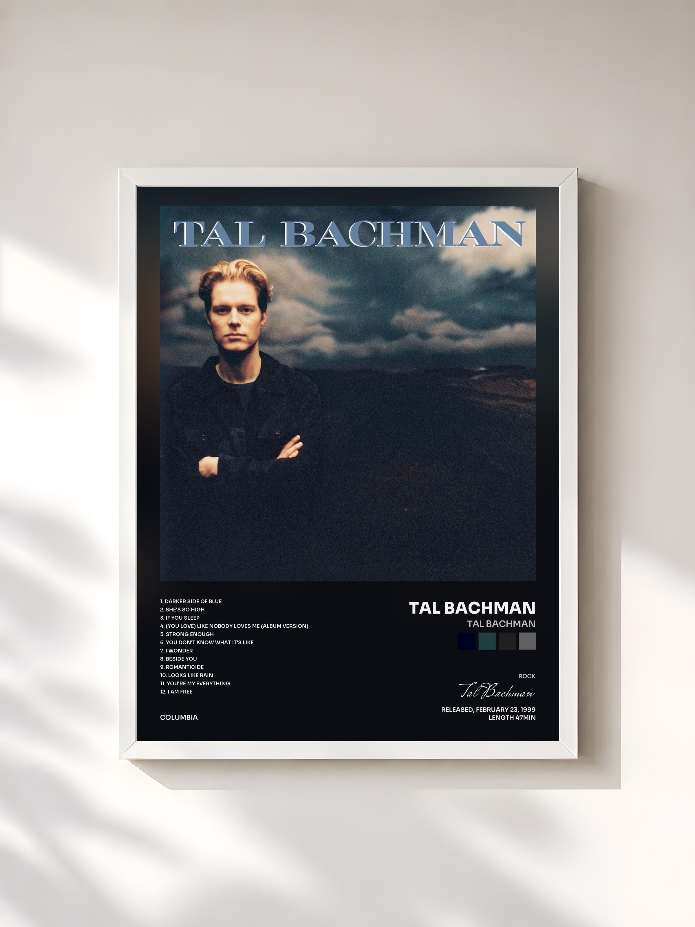 #blanc Tableau de l'album Tal Bachman de Tal Bachman, cadre blanc, imprimé et encadré en France