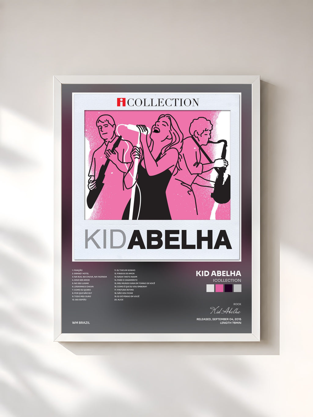 #blanc Tableau de l'album iCollection de Kid Abelha, cadre blanc, imprimé et encadré en France