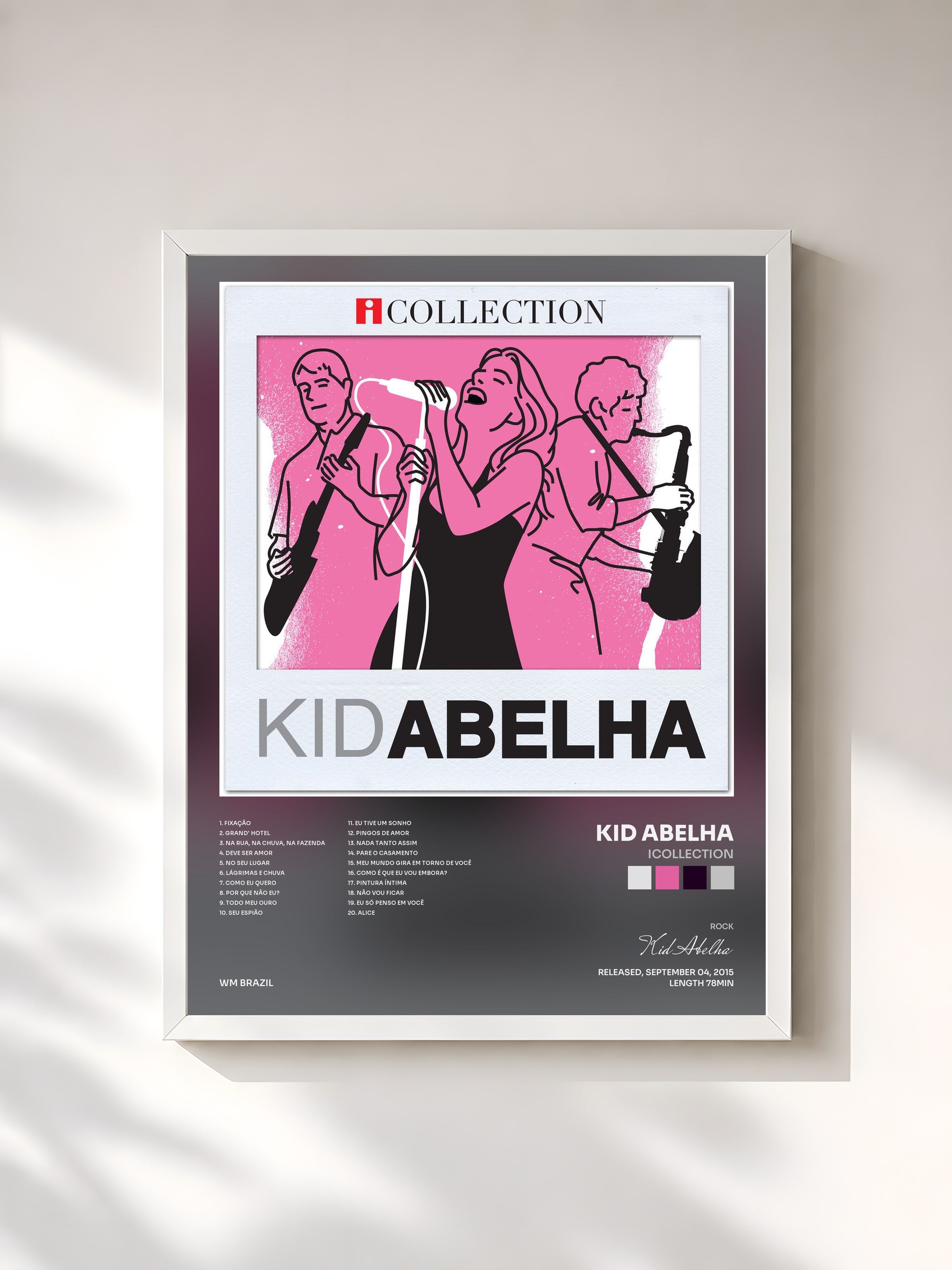 #blanc Tableau de l'album iCollection de Kid Abelha, cadre blanc, imprimé et encadré en France