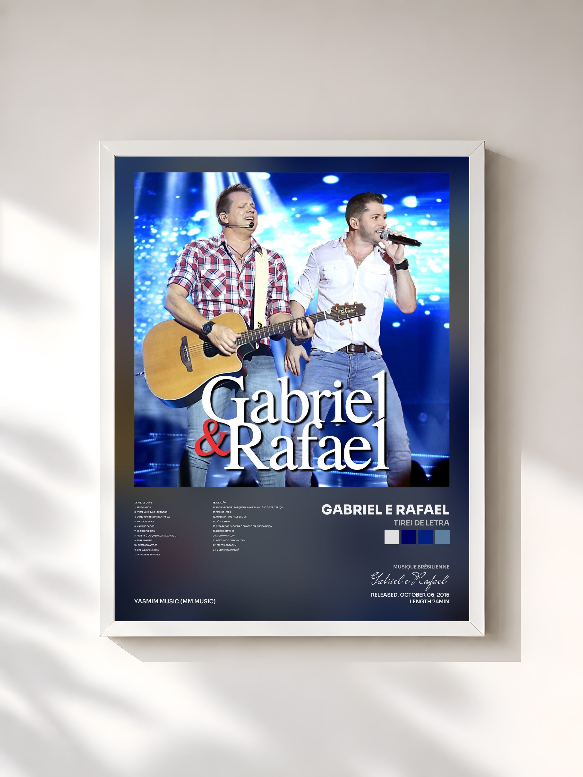 #blanc Tableau de l'album Tirei de Letra de Gabriel e Rafael, cadre blanc, imprimé et encadré en France