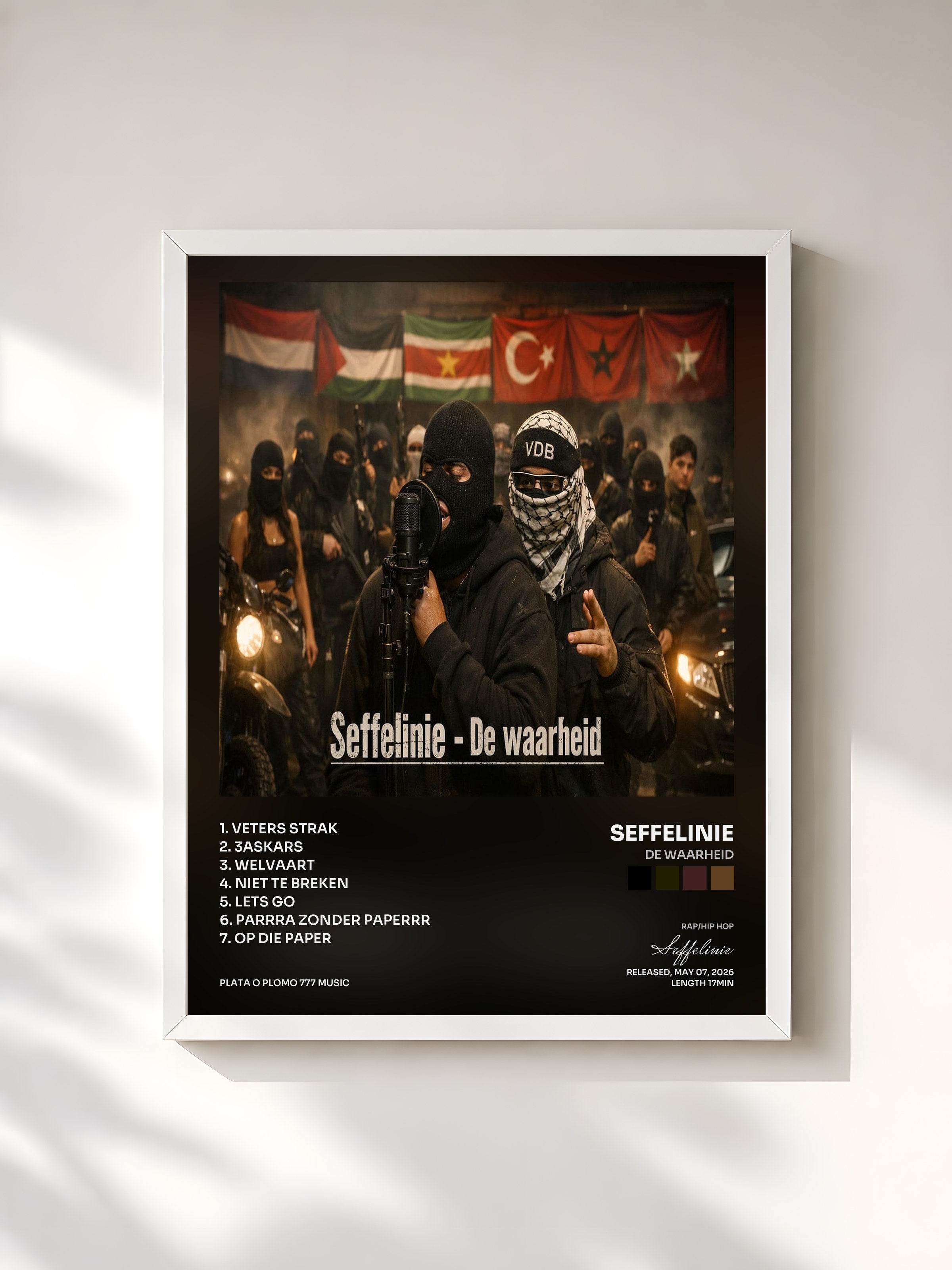 #blanc Tableau de l'album De Waarheid de Seffelinie, cadre blanc, imprimé et encadré en France