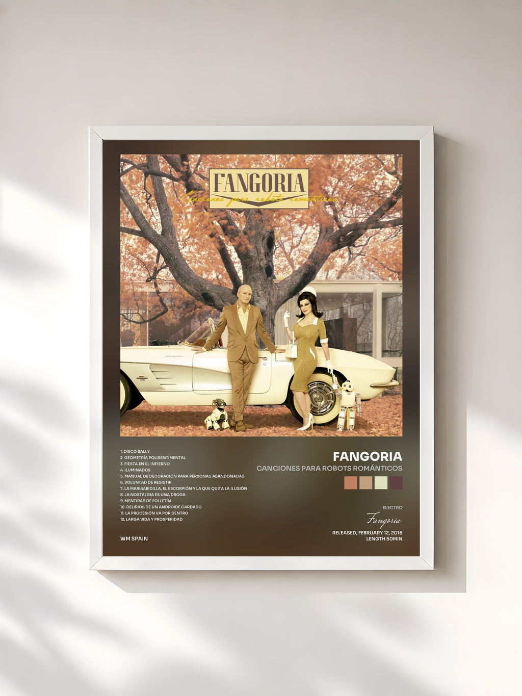 #blanc Tableau de l'album Canciones para robots románticos de Fangoria, cadre blanc, imprimé et encadré en France