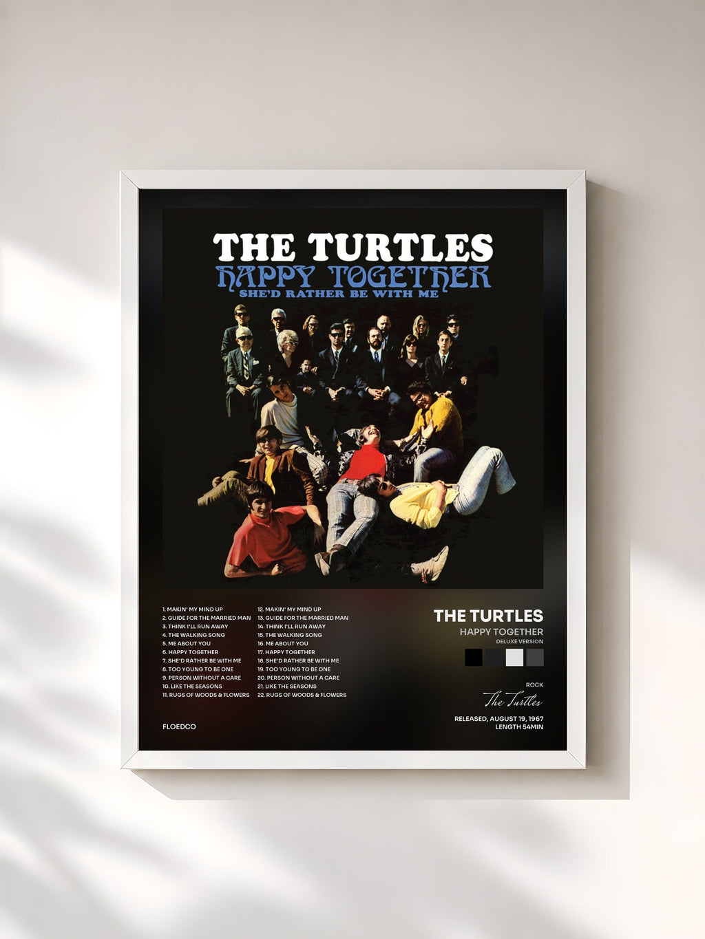 #blanc Happy Together (Deluxe Version) de The Turtles en lámina enmarcada, marco blanco, impresa y enmarcada en Francia