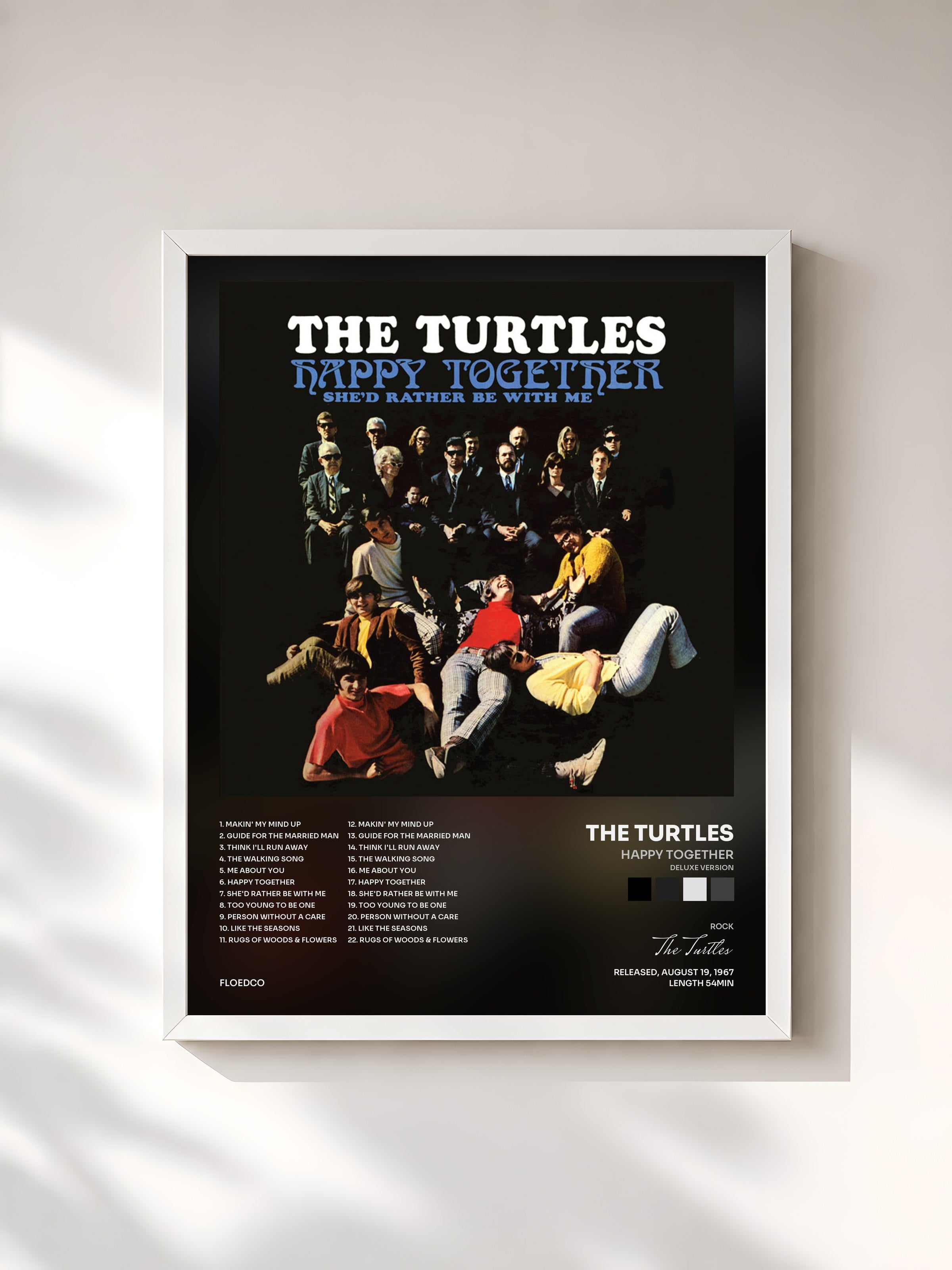 #blanc Tableau de l'album Happy Together (Deluxe Version) de The Turtles, cadre blanc, imprimé et encadré en France