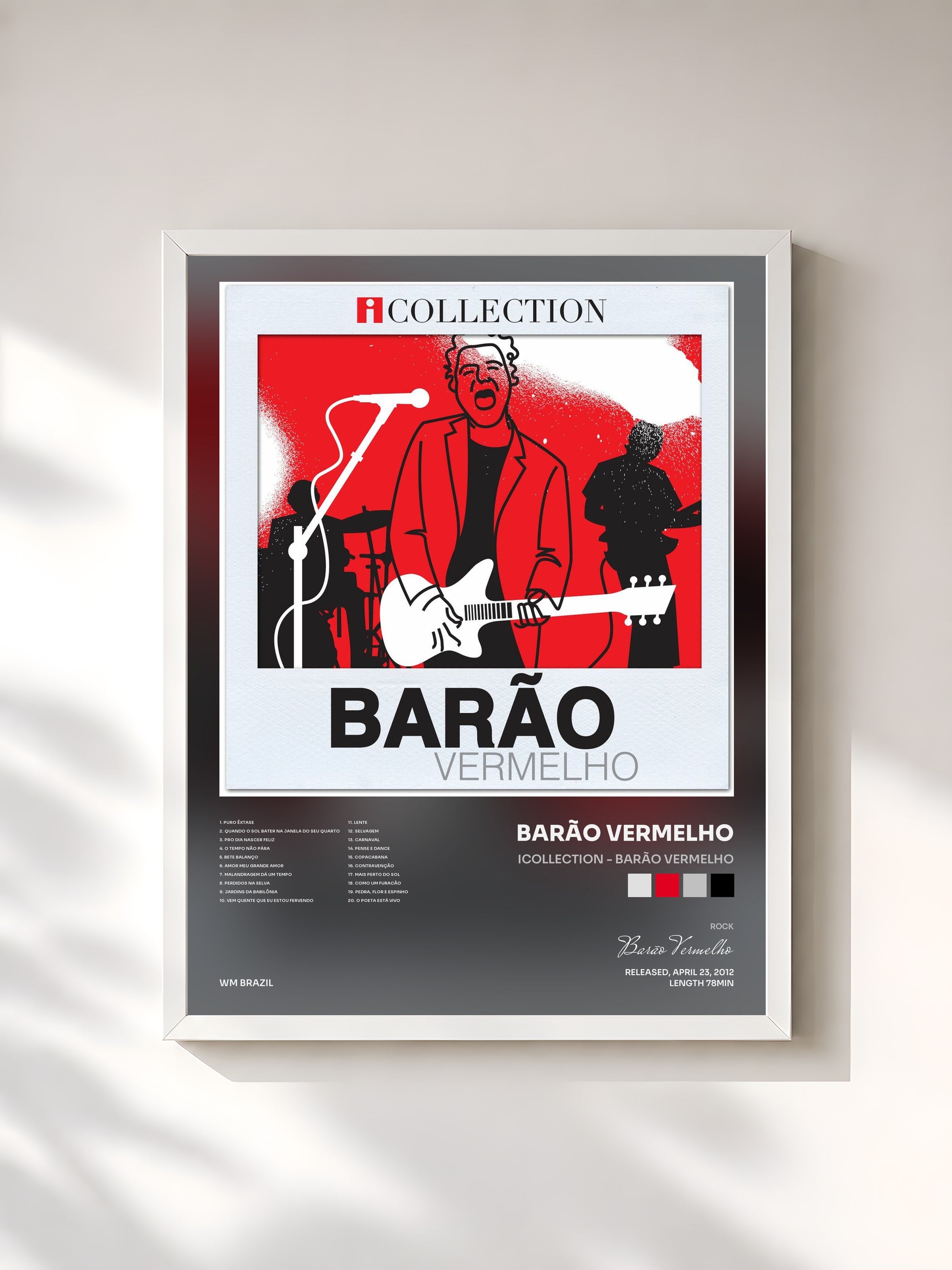 #blanc Tableau de l'album iCollection - Barão Vermelho de Barão Vermelho, cadre blanc, imprimé et encadré en France