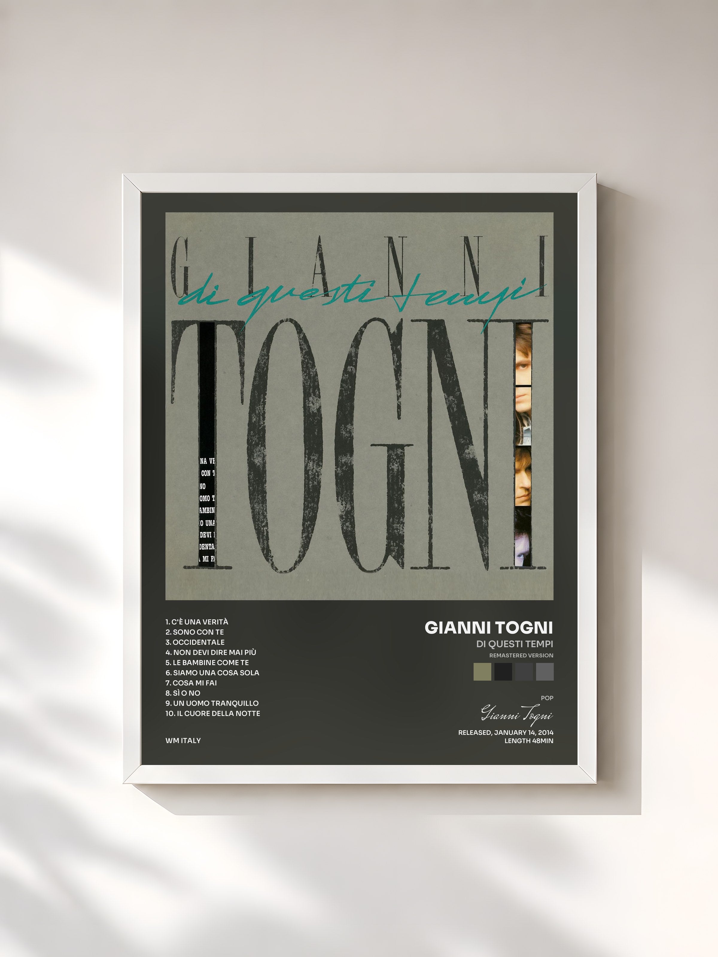#blanc Tableau de l'album Di questi tempi (Remastered Version) de Gianni Togni, cadre blanc, imprimé et encadré en France