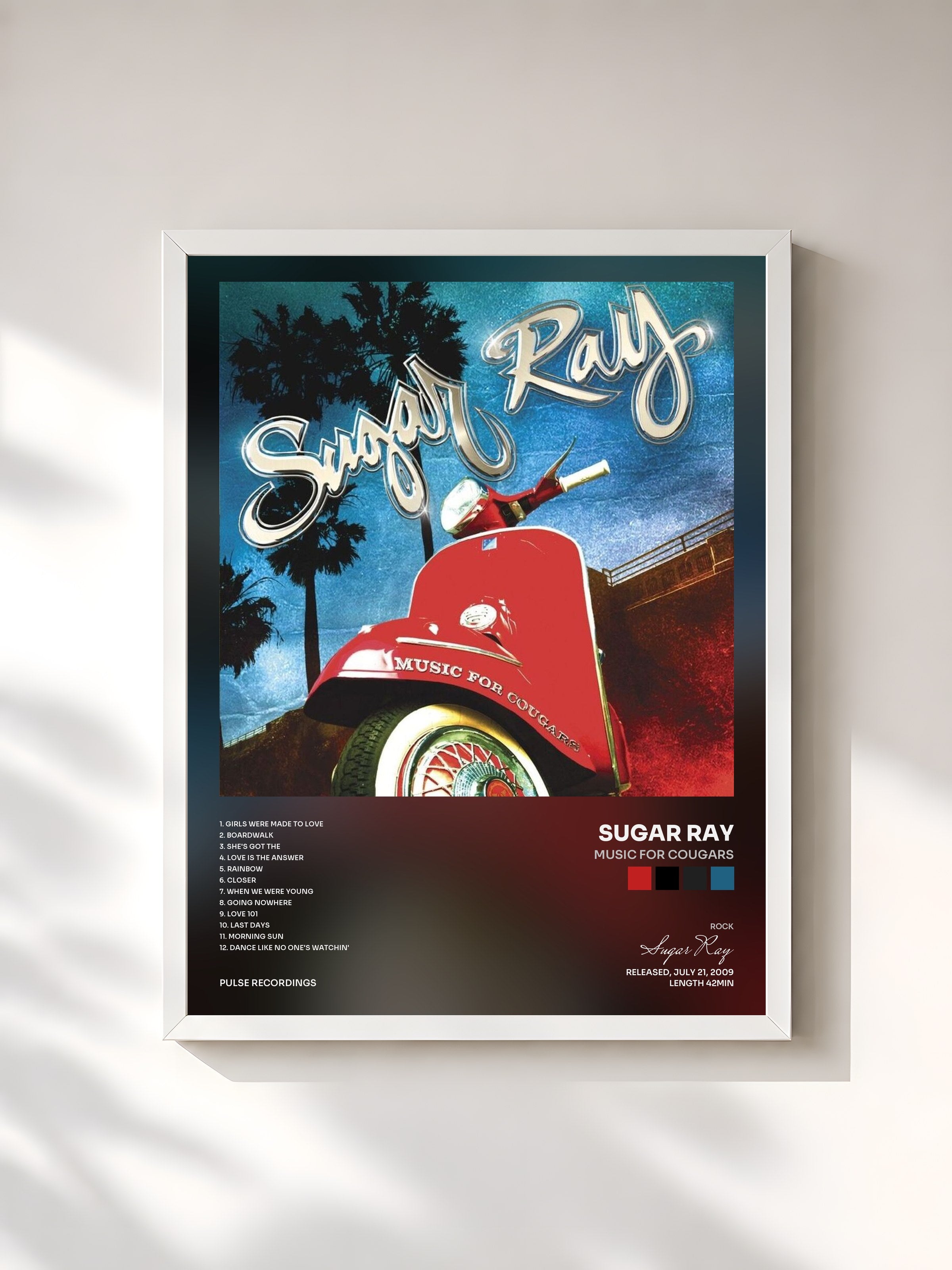 #blanc Tableau de l'album Music for Cougars de Sugar Ray, cadre blanc, imprimé et encadré en France