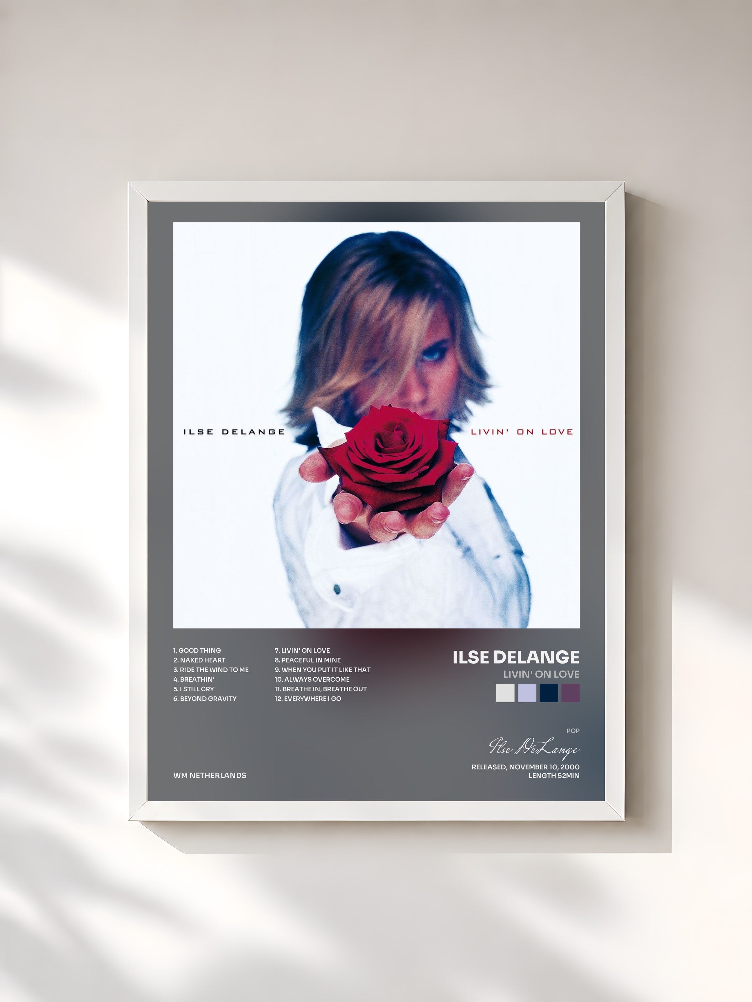 #blanc Tableau de l'album Livin' On Love de Ilse DeLange, cadre blanc, imprimé et encadré en France
