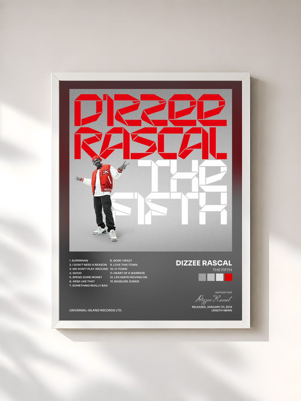 #blanc The Fifth by Dizzee Rascal as a framed art print, white frame, printed and framed in France