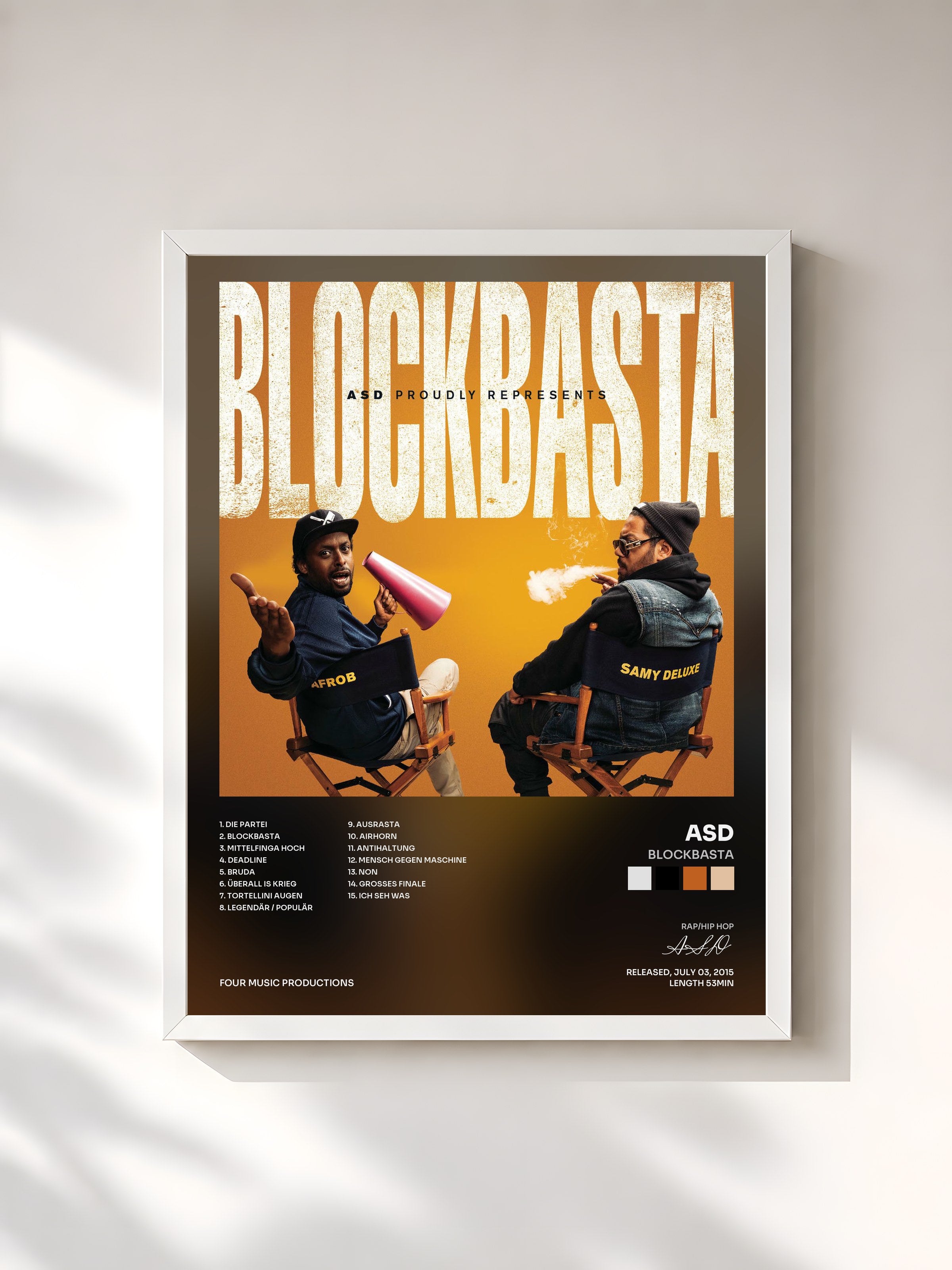 #blanc Tableau de l'album Blockbasta de ASD, cadre blanc, imprimé et encadré en France