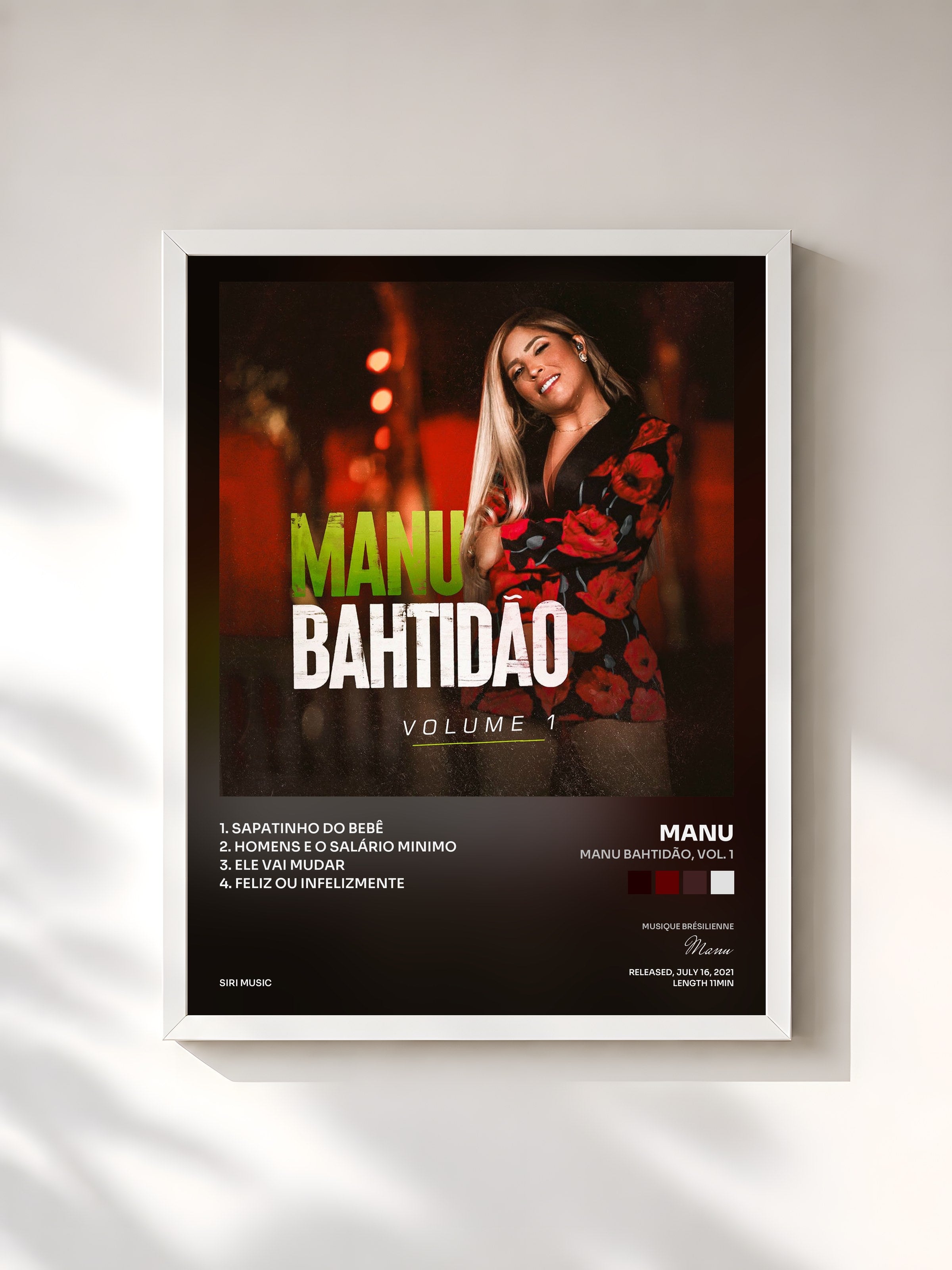 #blanc Tableau de l'album Manu Bahtidão, Vol. 1 de Manu, cadre blanc, imprimé et encadré en France
