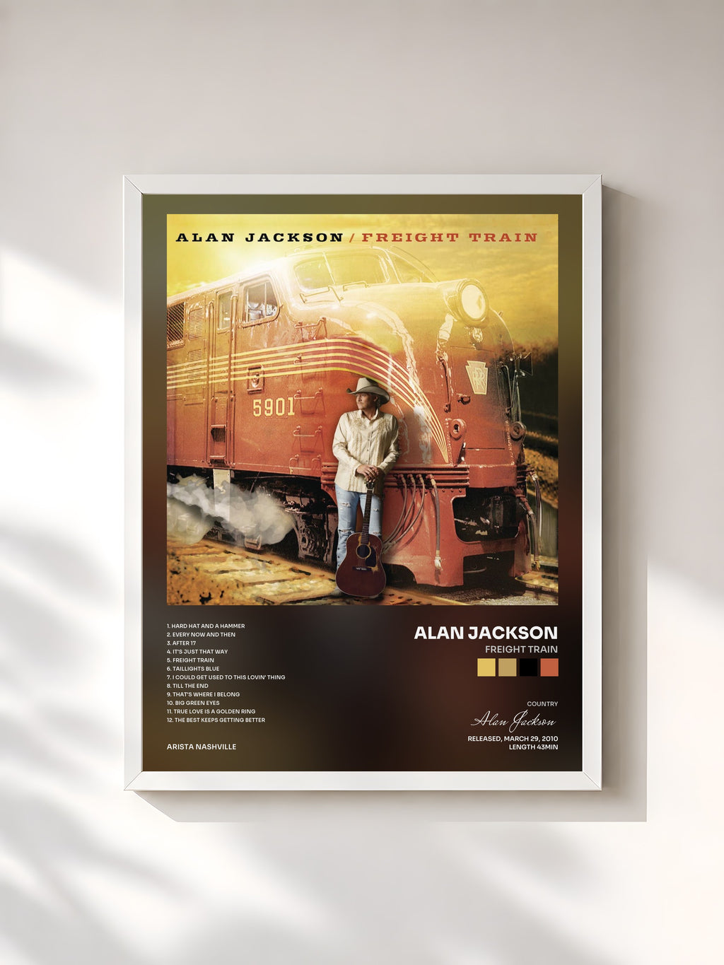 #blanc Freight Train by Alan Jackson as a framed art print, white frame, printed and framed in France