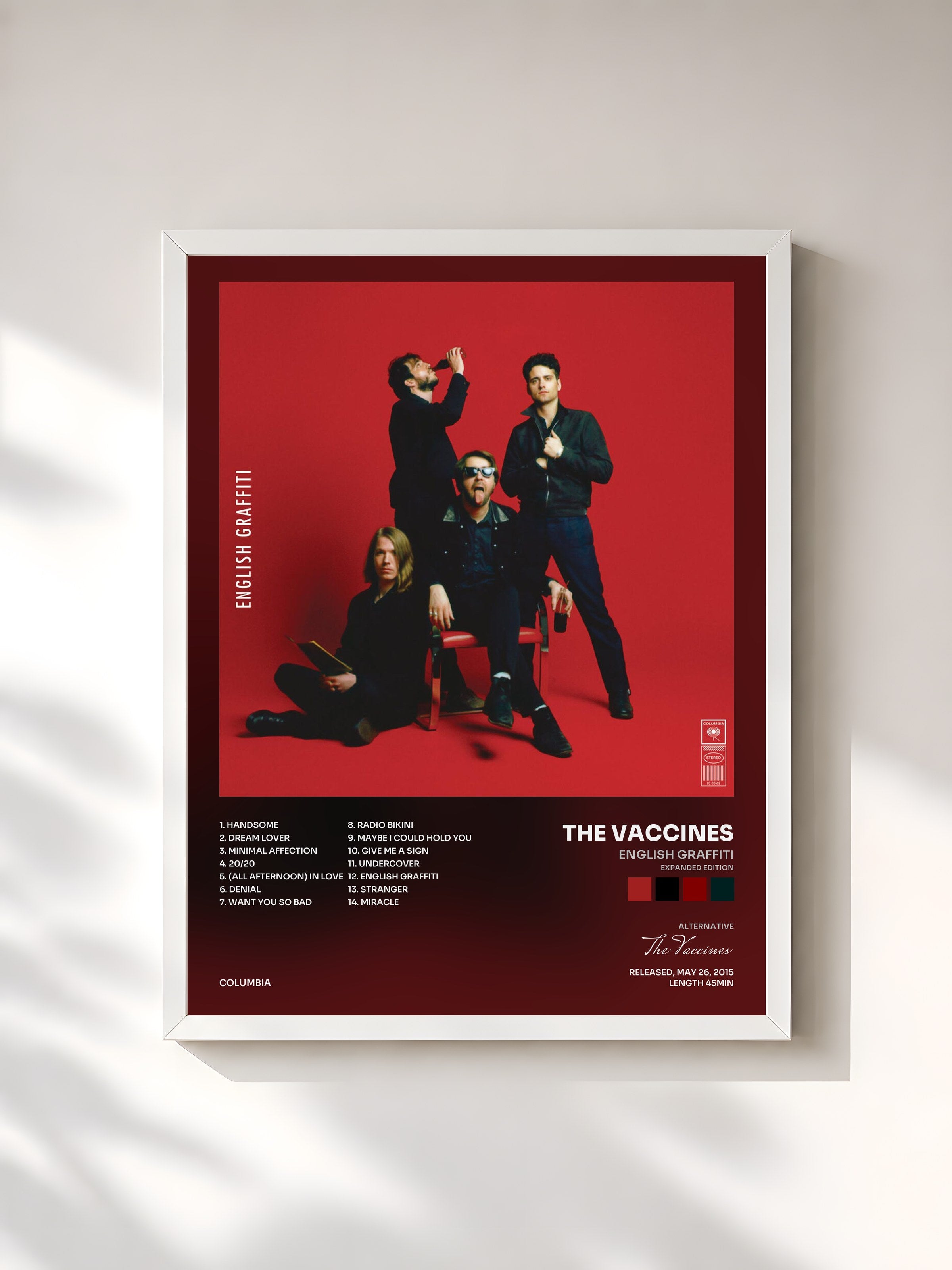 #blanc Tableau de l'album English Graffiti (Expanded Edition) de The Vaccines, cadre blanc, imprimé et encadré en France