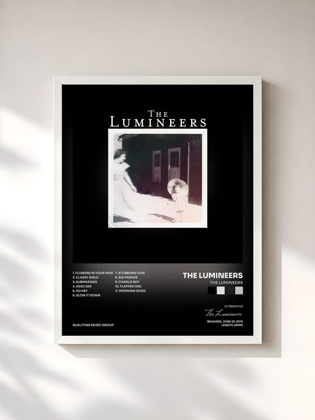 #blanc The Lumineers by The Lumineers as a framed art print, white frame, printed and framed in France