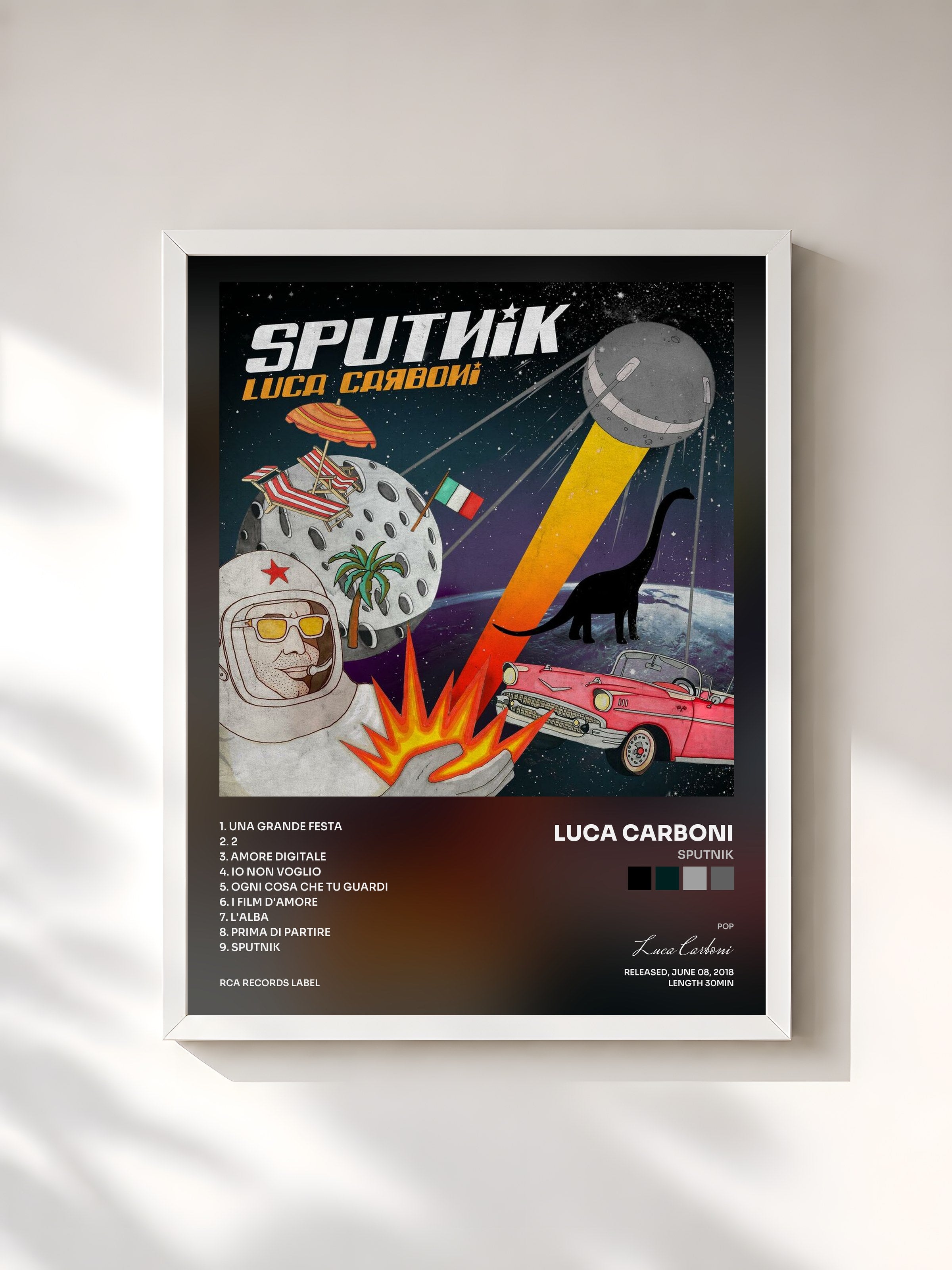 #blanc Tableau de l'album Sputnik de Luca Carboni, cadre blanc, imprimé et encadré en France