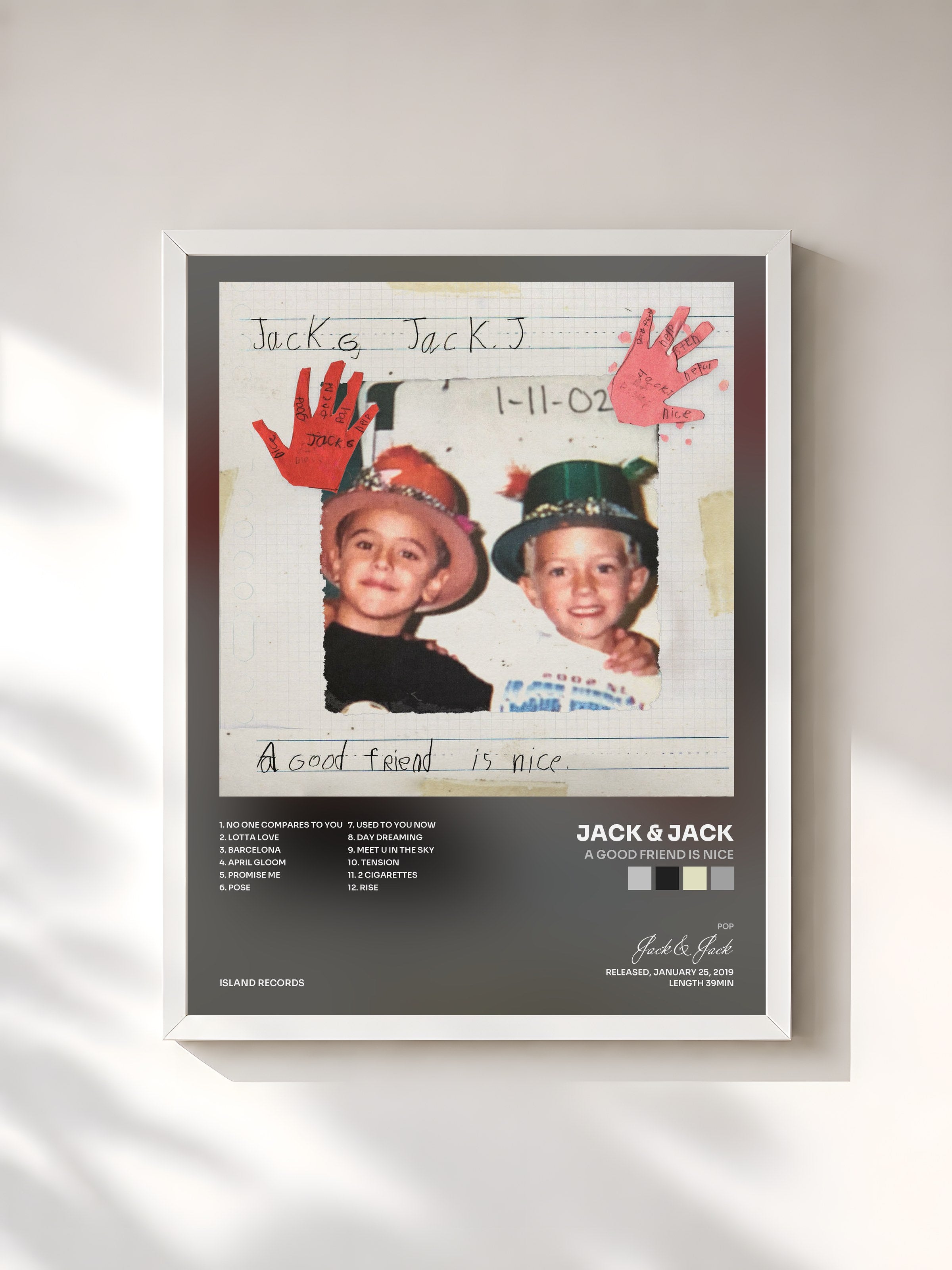 #blanc Tableau de l'album A Good Friend Is Nice de Jack & Jack, cadre blanc, imprimé et encadré en France
