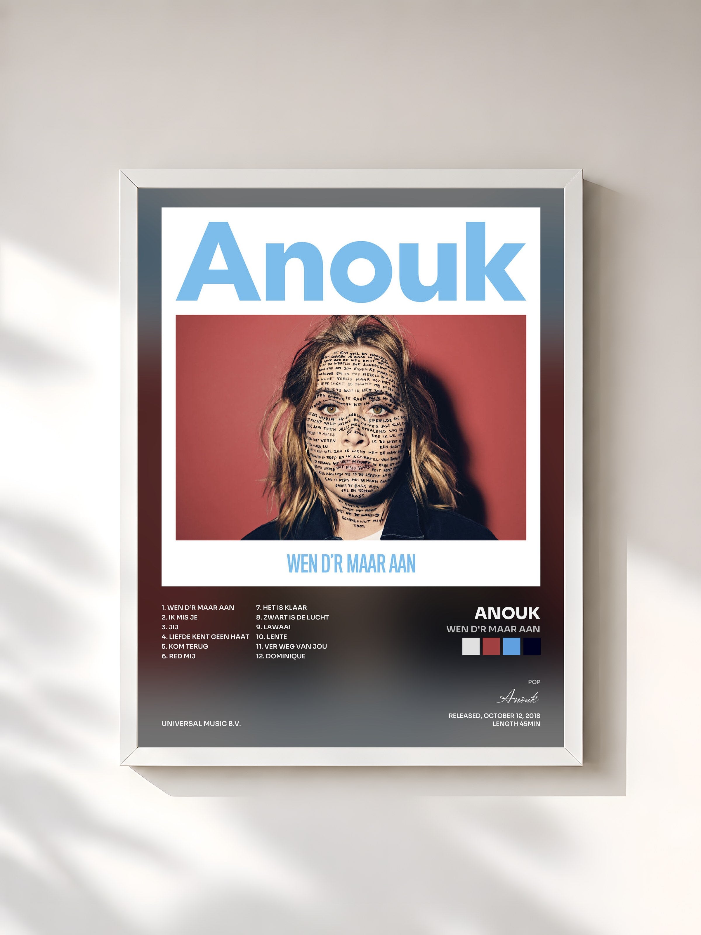 #blanc Tableau de l'album Wen D'r Maar Aan de Anouk, cadre blanc, imprimé et encadré en France
