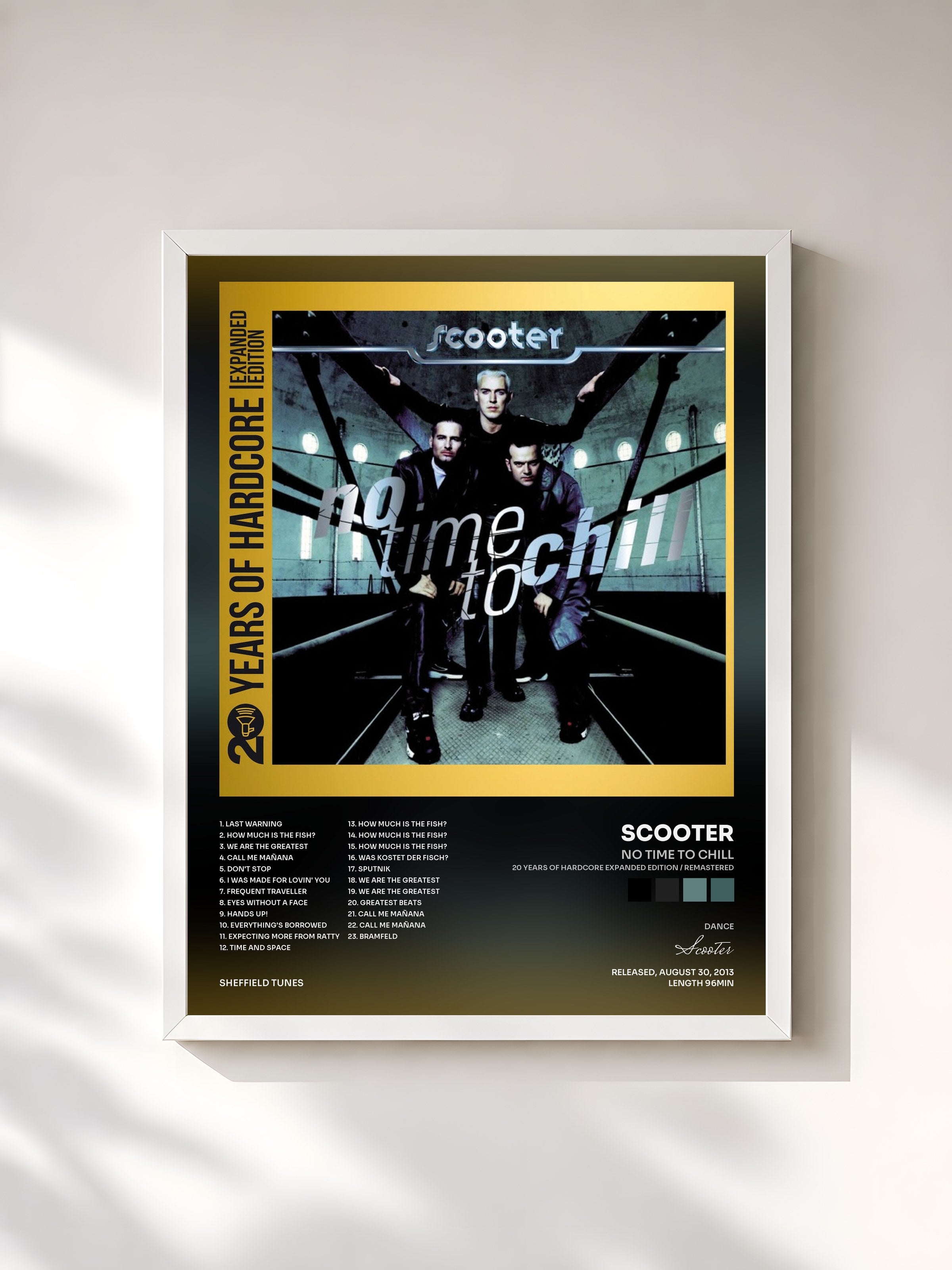 #blanc Tableau de l'album No Time To Chill (20 Years Of Hardcore Expanded Edition / Remastered) de Scooter, cadre blanc, imprimé et encadré en France