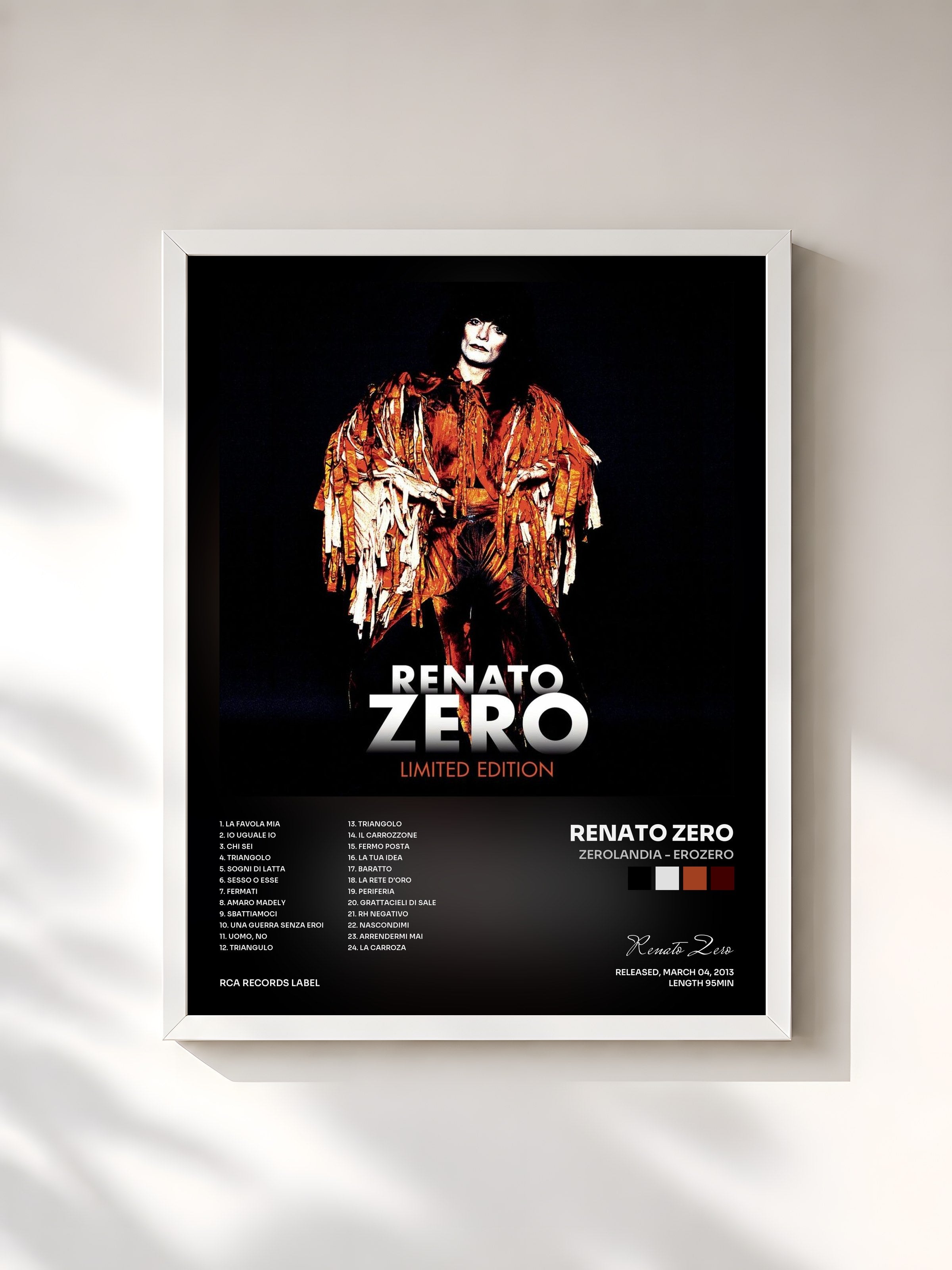 #blanc Tableau de l'album Zerolandia - Erozero de Renato Zero, cadre blanc, imprimé et encadré en France